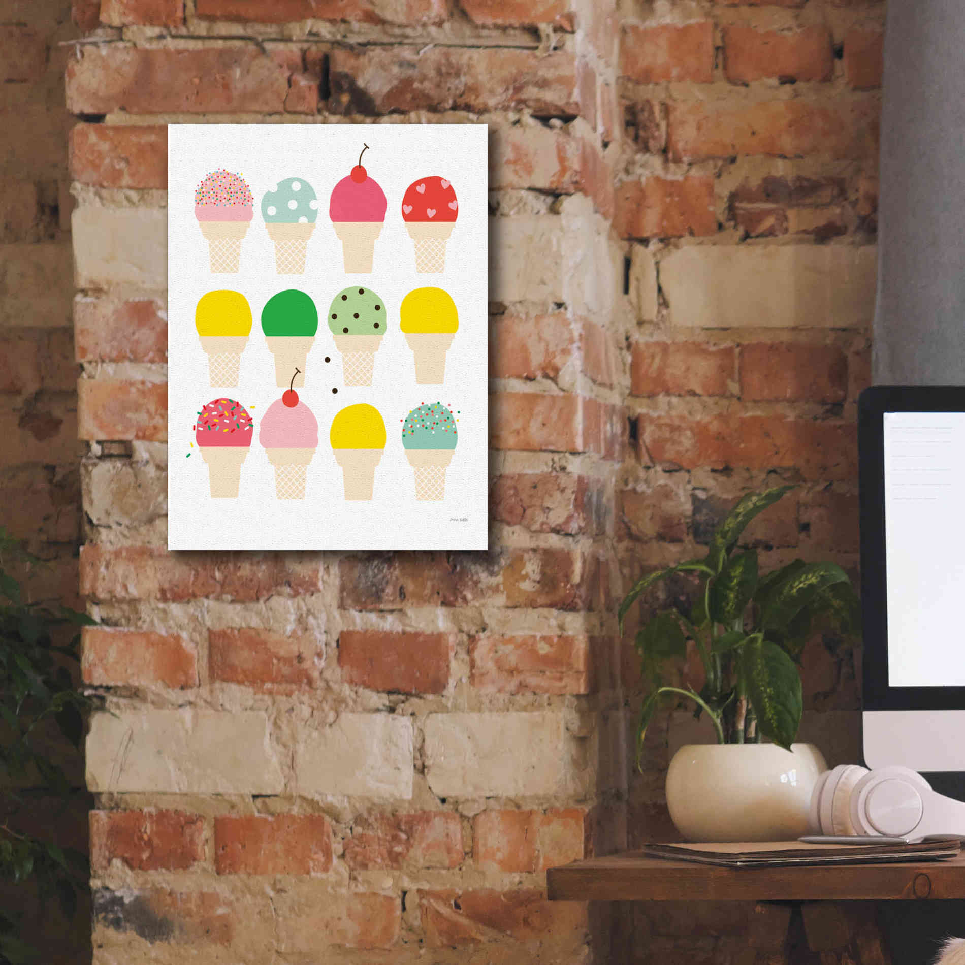 'Ice Cream Fun' by Ann Kelle Designs, Canvas Wall Art,12 x 16