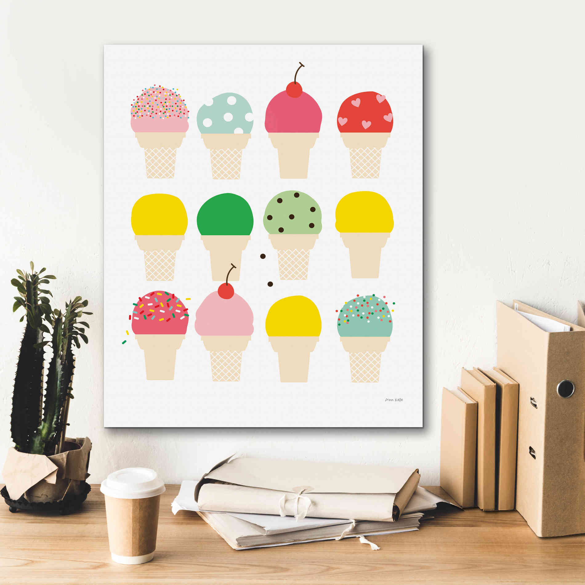 'Ice Cream Fun' by Ann Kelle Designs, Canvas Wall Art,20 x 24