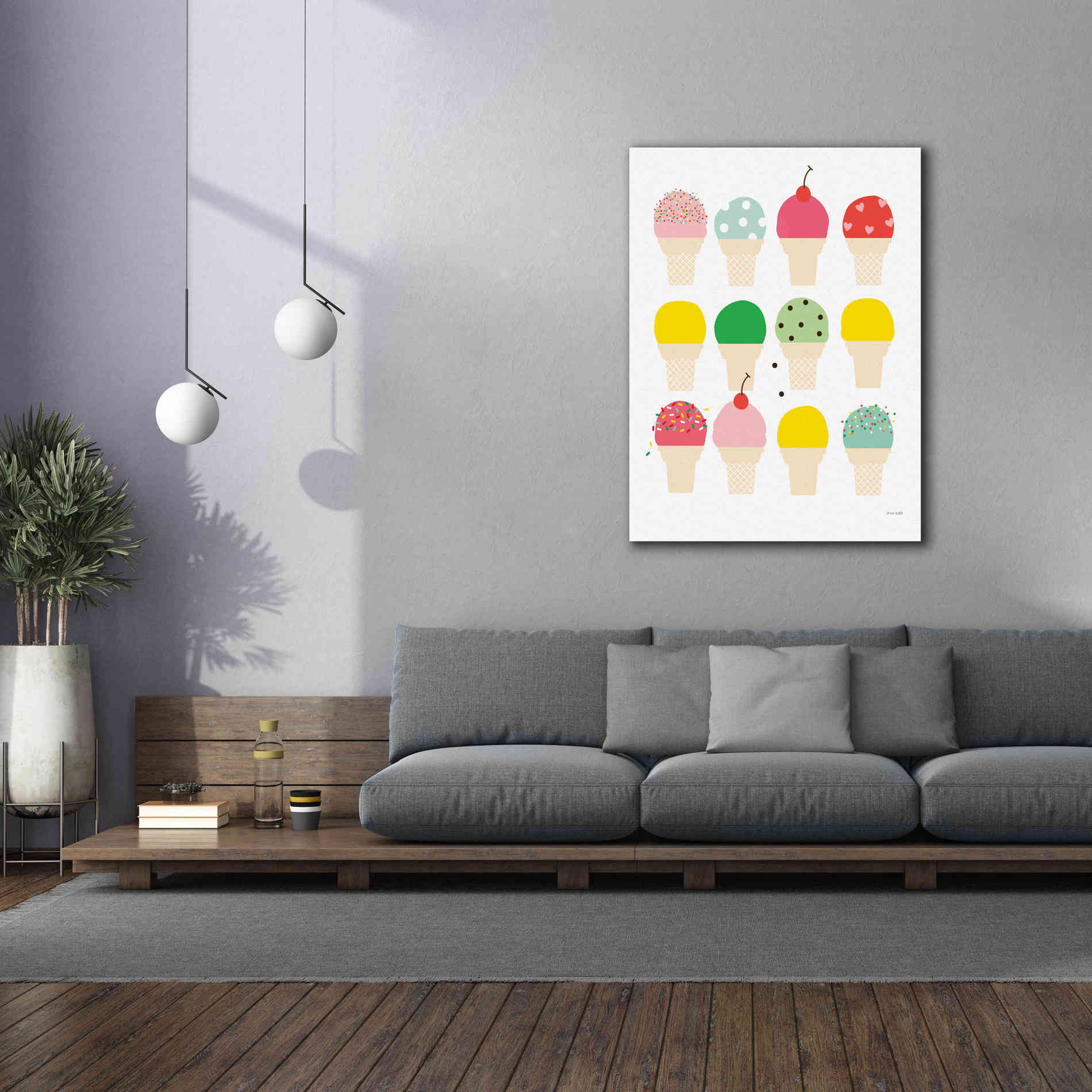 'Ice Cream Fun' by Ann Kelle Designs, Canvas Wall Art,40 x 54