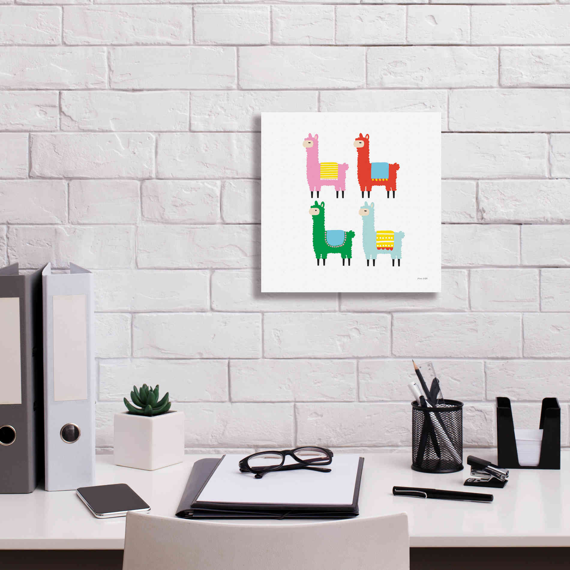 'The Llamas' by Ann Kelle Designs, Canvas Wall Art,12 x 12