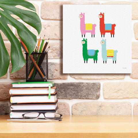 Image of 'The Llamas' by Ann Kelle Designs, Canvas Wall Art,12 x 12