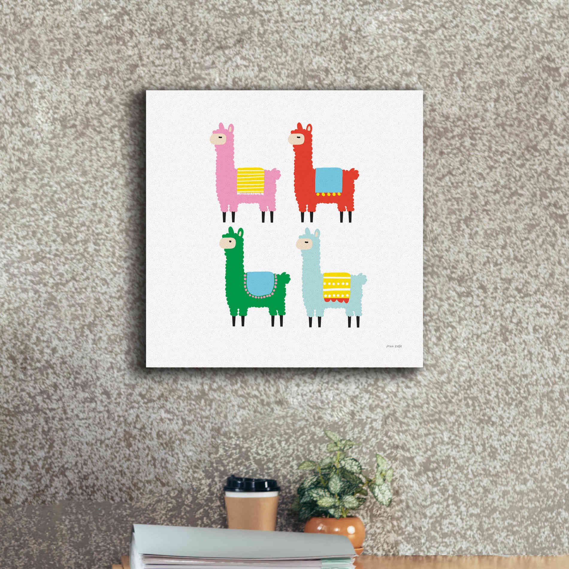 'The Llamas' by Ann Kelle Designs, Canvas Wall Art,18 x 18