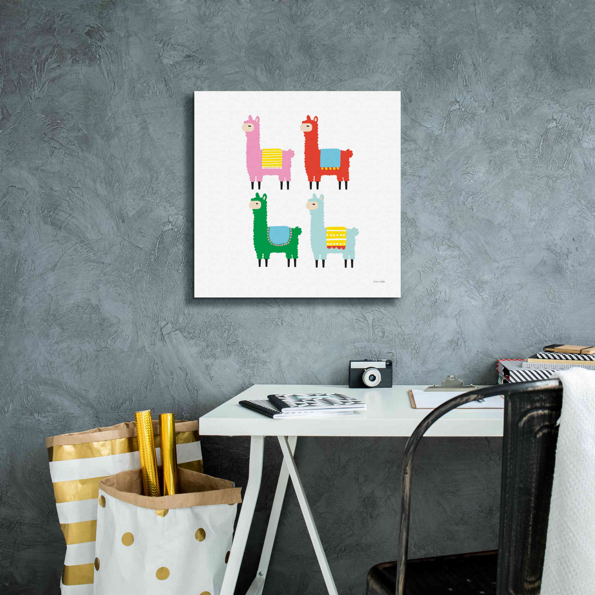 'The Llamas' by Ann Kelle Designs, Canvas Wall Art,18 x 18