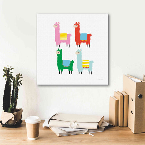 Image of 'The Llamas' by Ann Kelle Designs, Canvas Wall Art,18 x 18