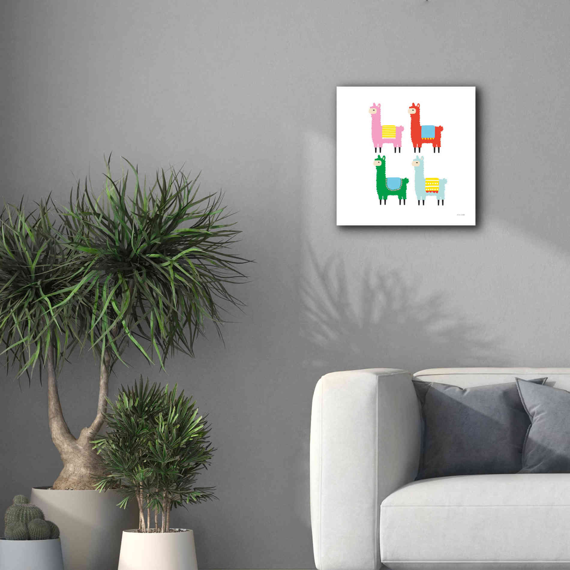 'The Llamas' by Ann Kelle Designs, Canvas Wall Art,18 x 18
