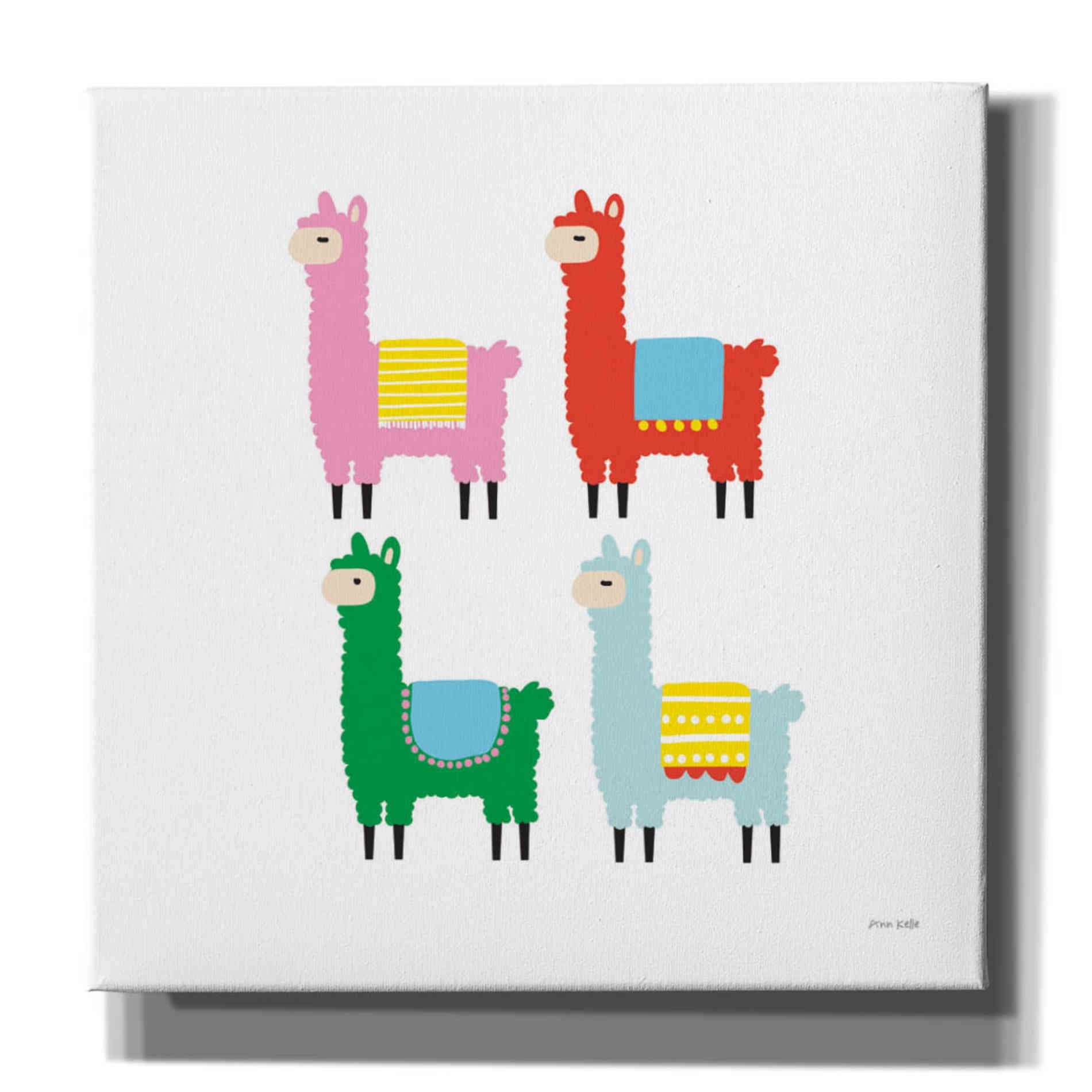 'The Llamas' by Ann Kelle Designs, Canvas Wall Art,12x12x1.1x0,18x18x1.1x0,26x26x1.74x0,37x37x1.74x0