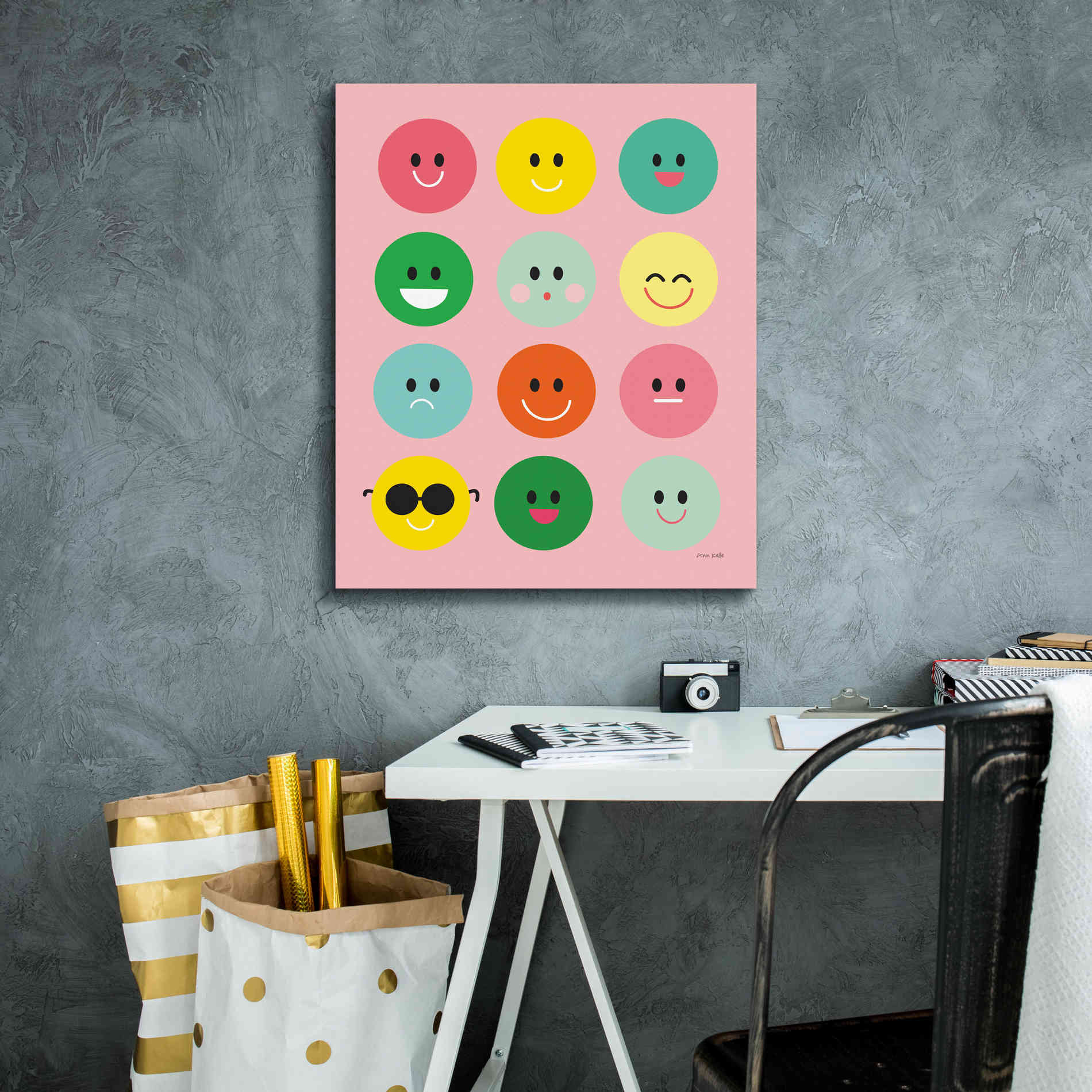 'Happy Circles' by Ann Kelle Designs, Canvas Wall Art,20 x 24