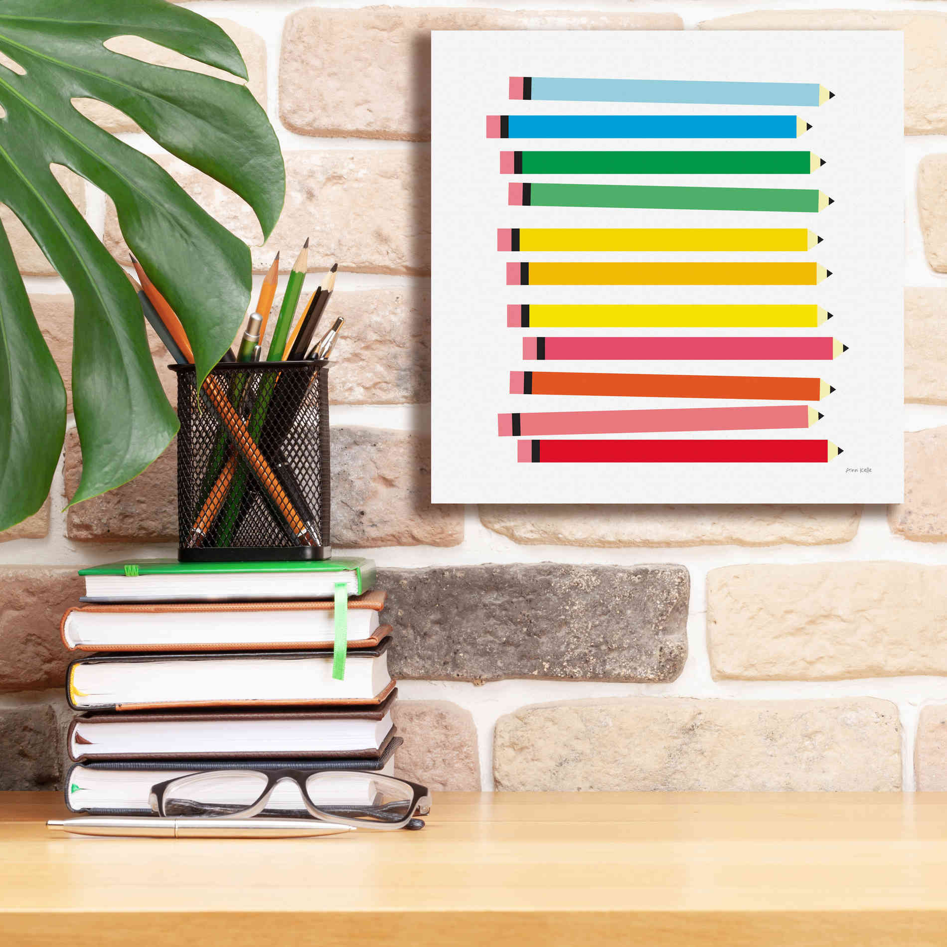 'Colored Pencils' by Ann Kelle Designs, Canvas Wall Art,12 x 12