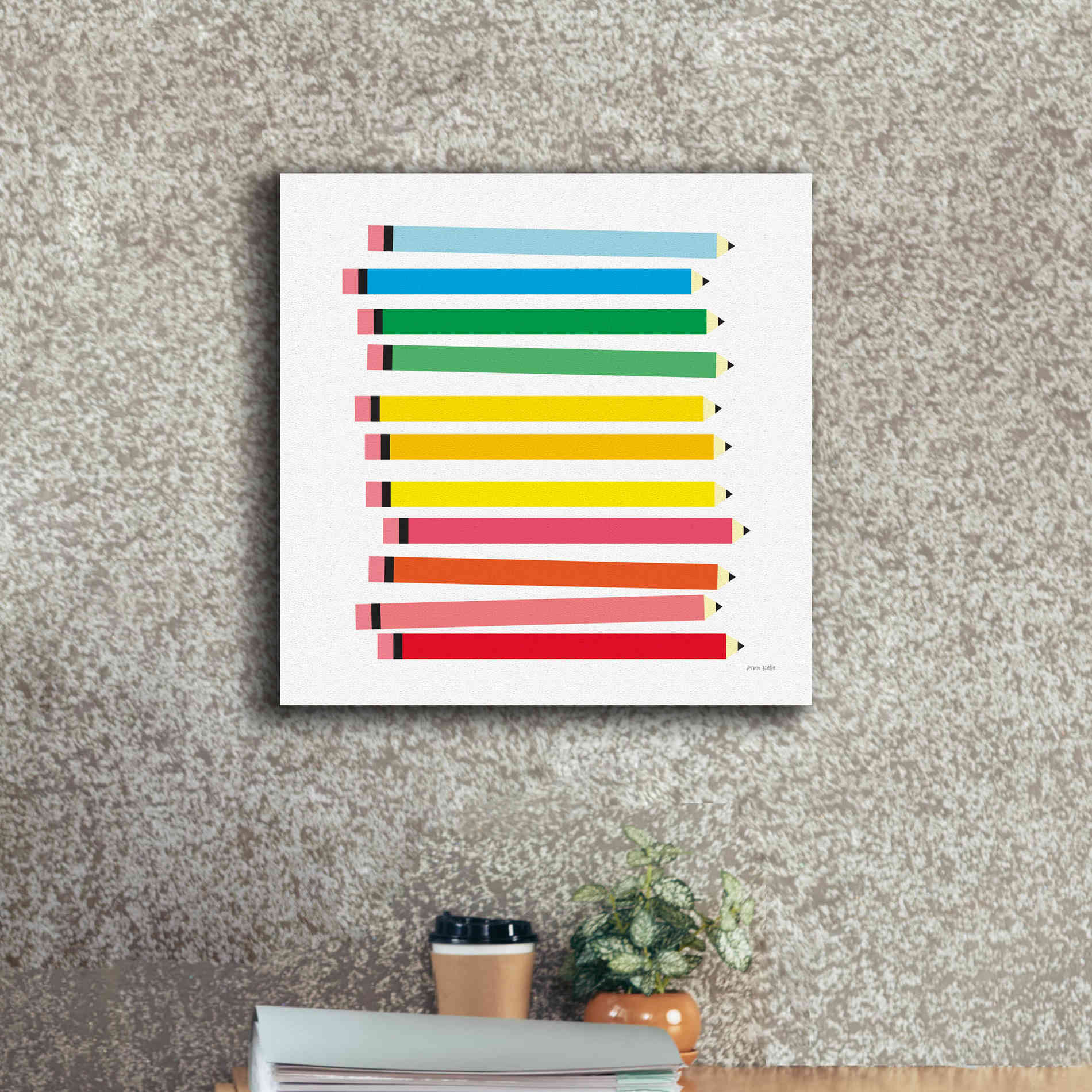 'Colored Pencils' by Ann Kelle Designs, Canvas Wall Art,18 x 18