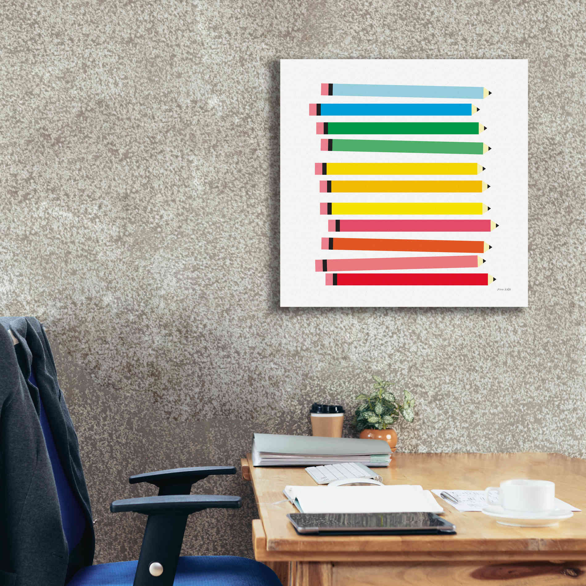 'Colored Pencils' by Ann Kelle Designs, Canvas Wall Art,26 x 26