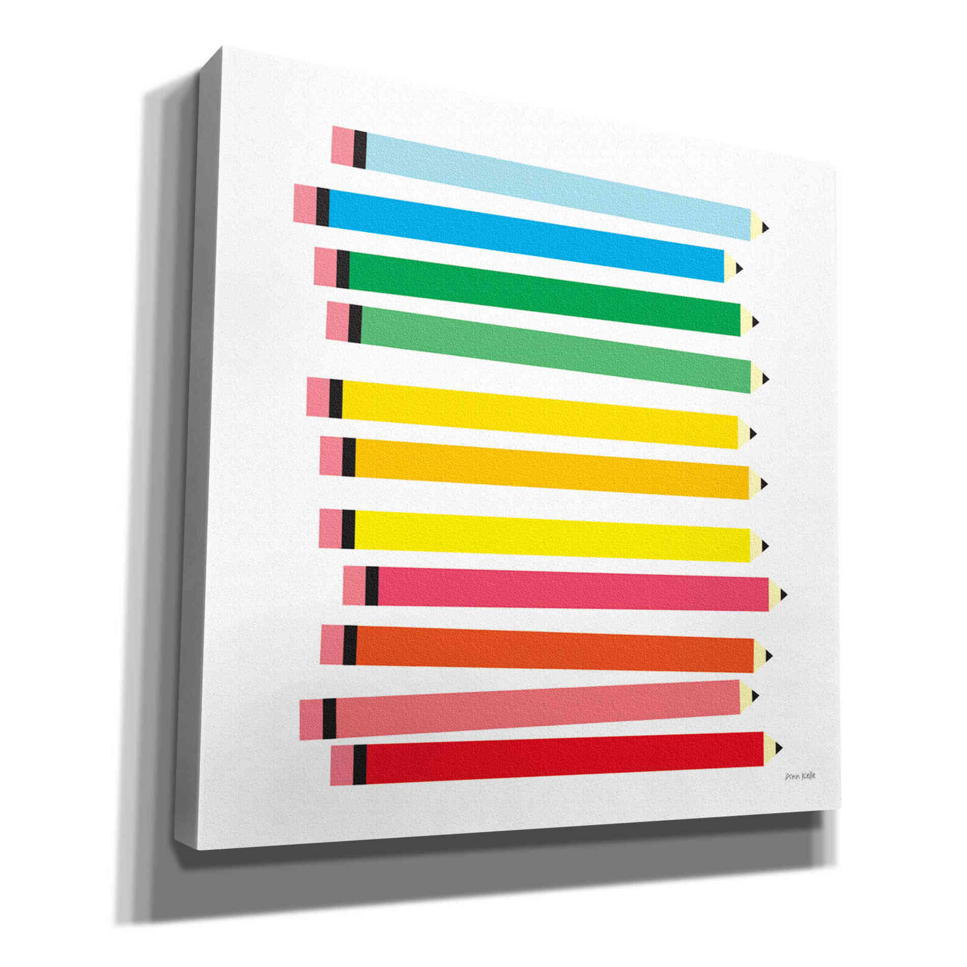 'Colored Pencils' by Ann Kelle Designs, Canvas Wall Art,12x12x1.1x0,18x18x1.1x0,26x26x1.74x0,37x37x1.74x0