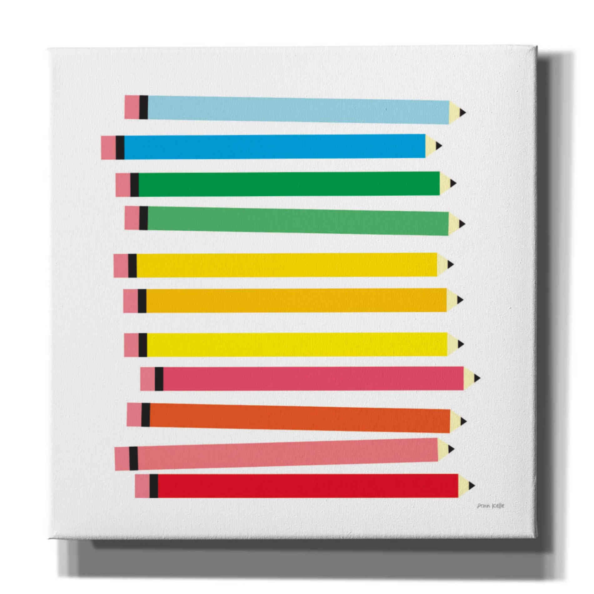 'Colored Pencils' by Ann Kelle Designs, Canvas Wall Art,12x12x1.1x0,18x18x1.1x0,26x26x1.74x0,37x37x1.74x0