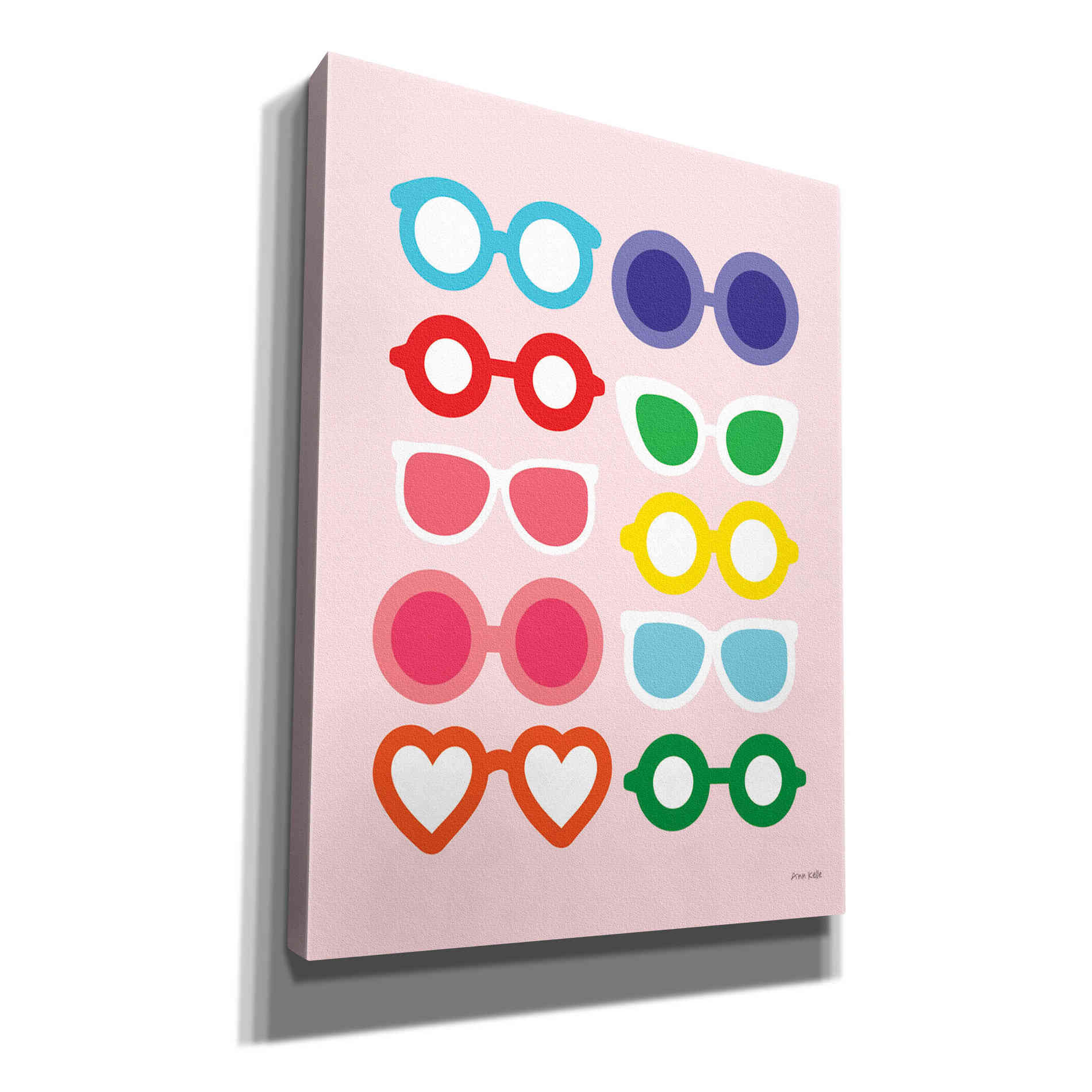 'Sunglasses for All' by Ann Kelle Designs, Canvas Wall Art,12x16x1.1x0,20x24x1.1x0,26x30x1.74x0,40x54x1.74x0