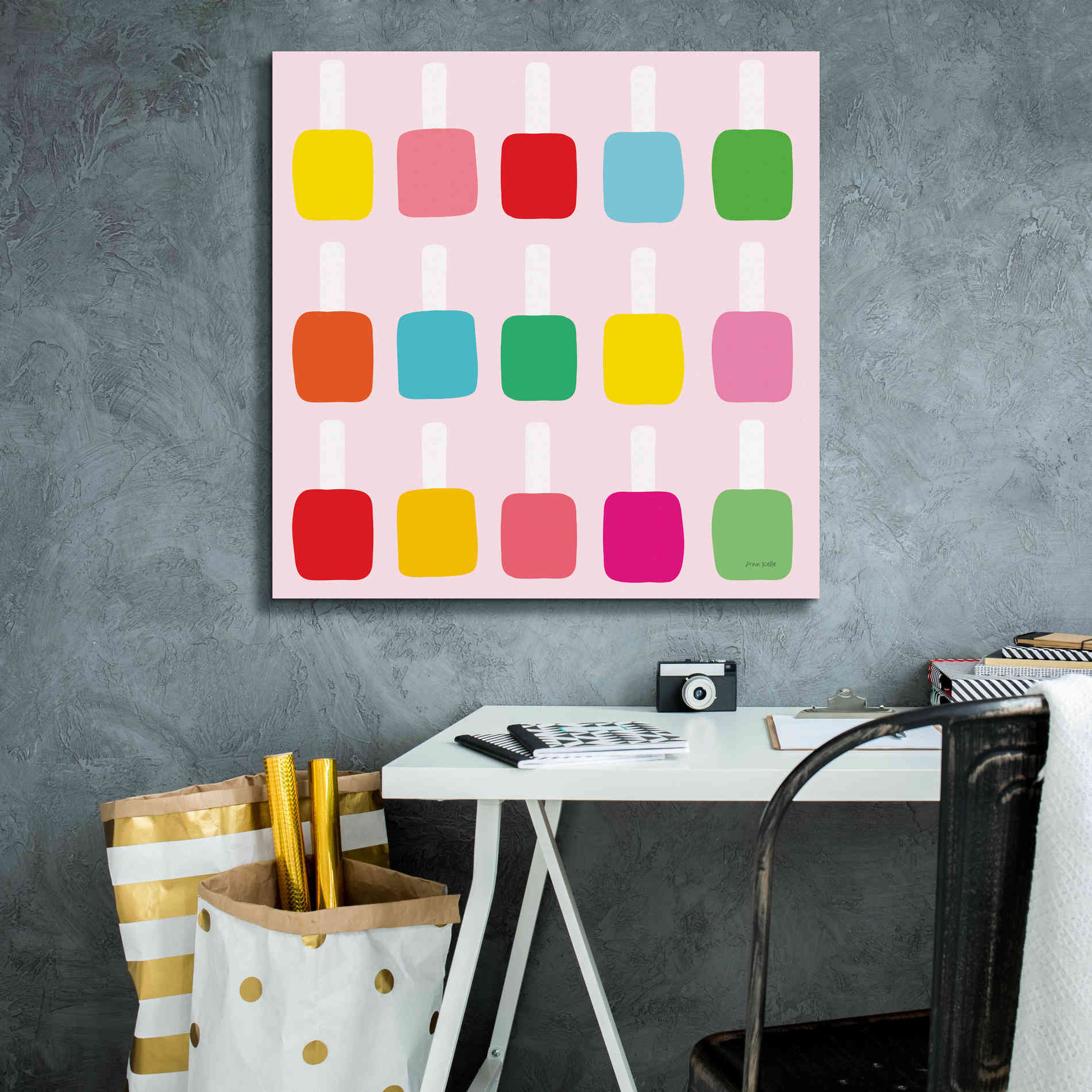 'Nail Polish Fun' by Ann Kelle Designs, Canvas Wall Art,26 x 26