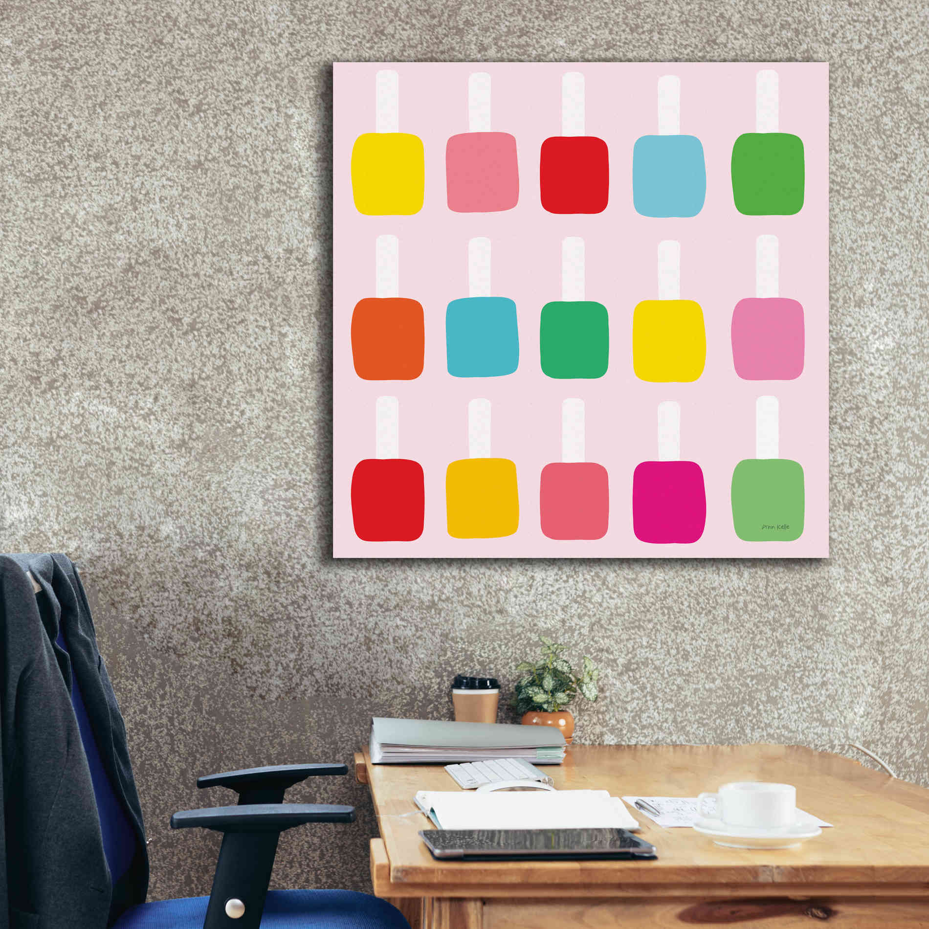 'Nail Polish Fun' by Ann Kelle Designs, Canvas Wall Art,37 x 37