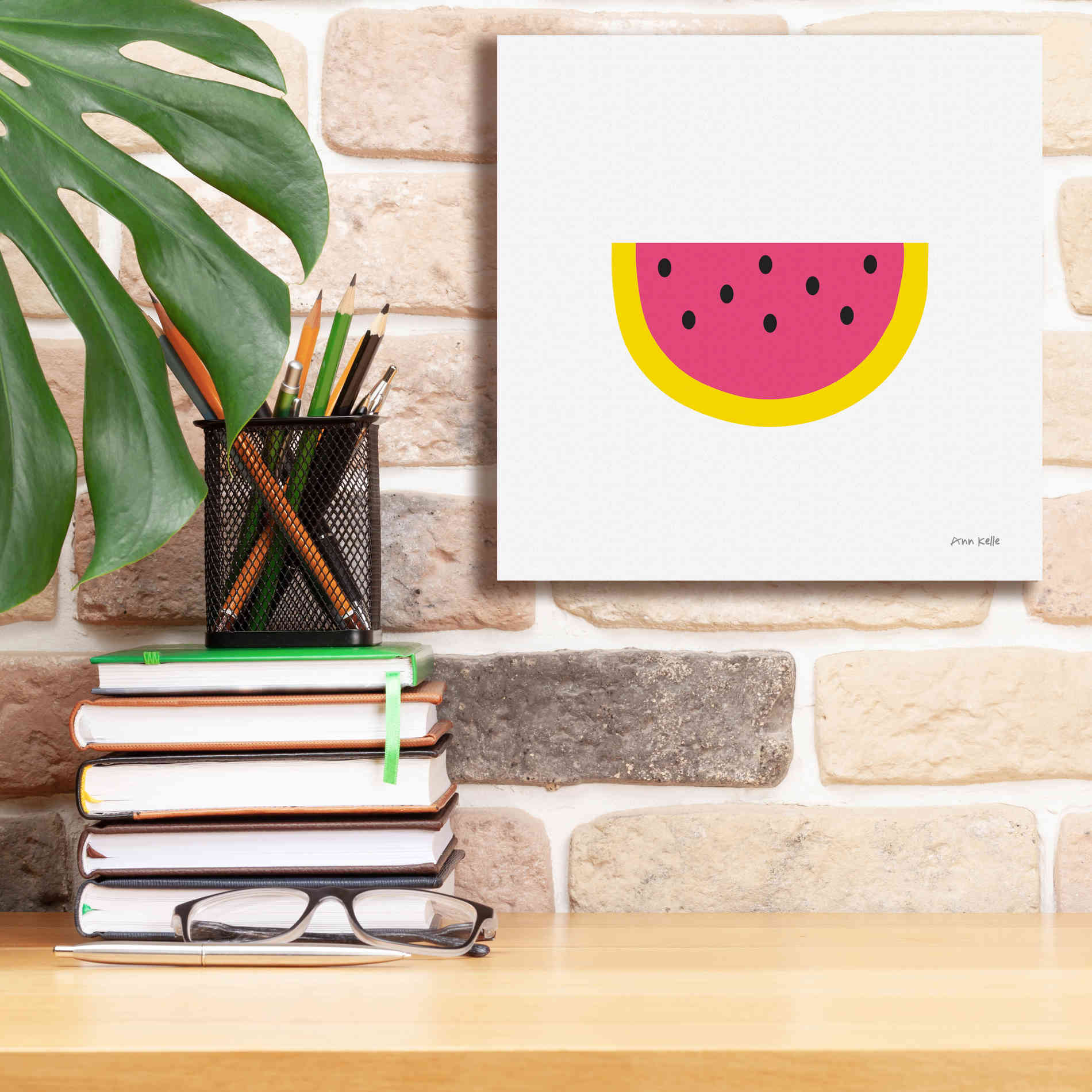 'Watermelon' by Ann Kelle Designs, Canvas Wall Art,12 x 12