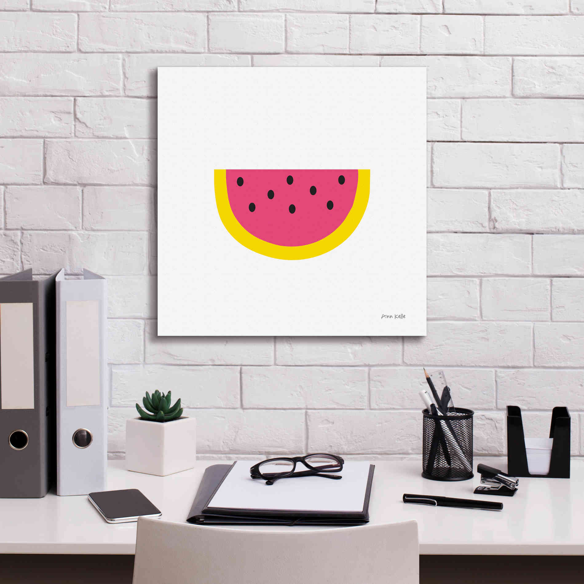'Watermelon' by Ann Kelle Designs, Canvas Wall Art,18 x 18
