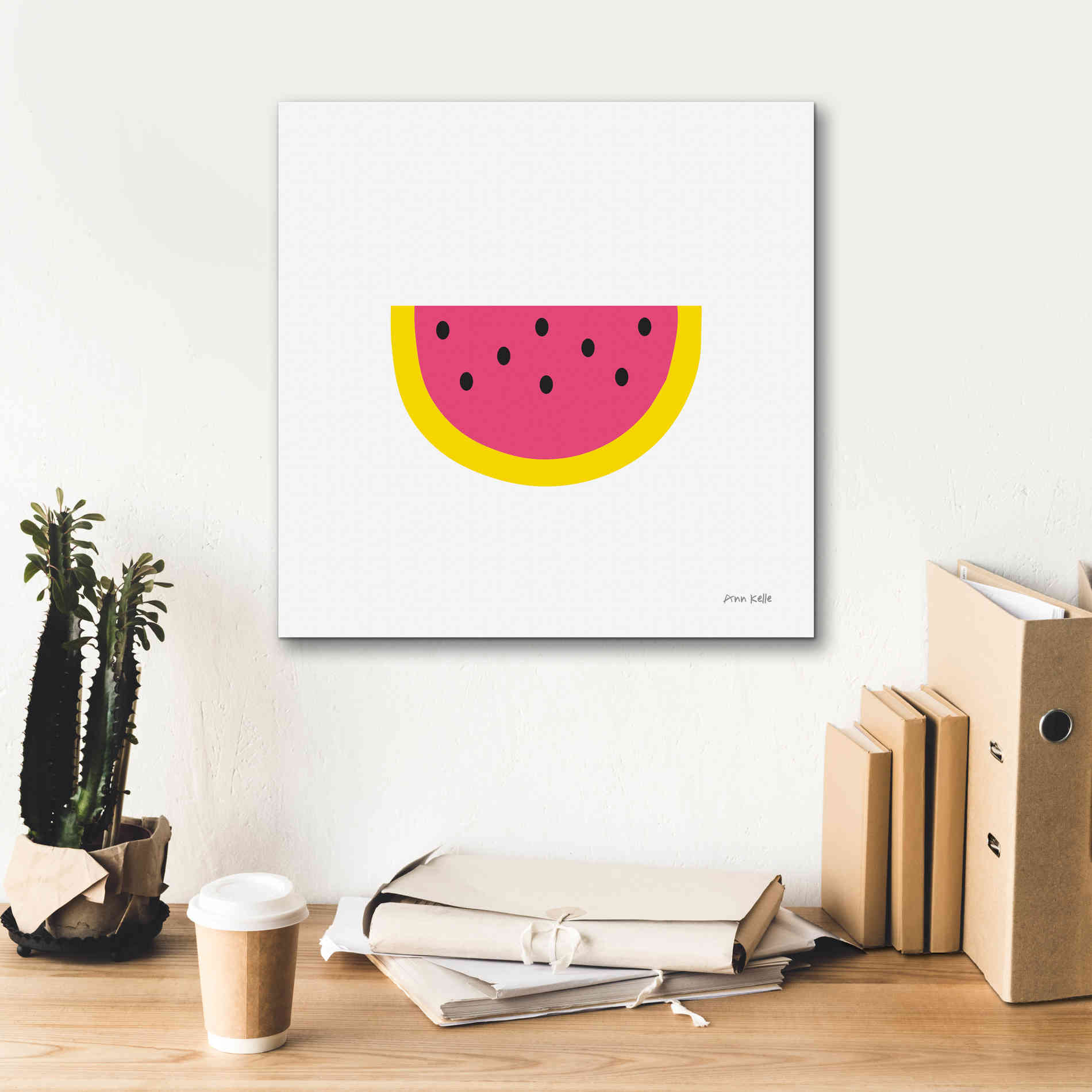 'Watermelon' by Ann Kelle Designs, Canvas Wall Art,18 x 18