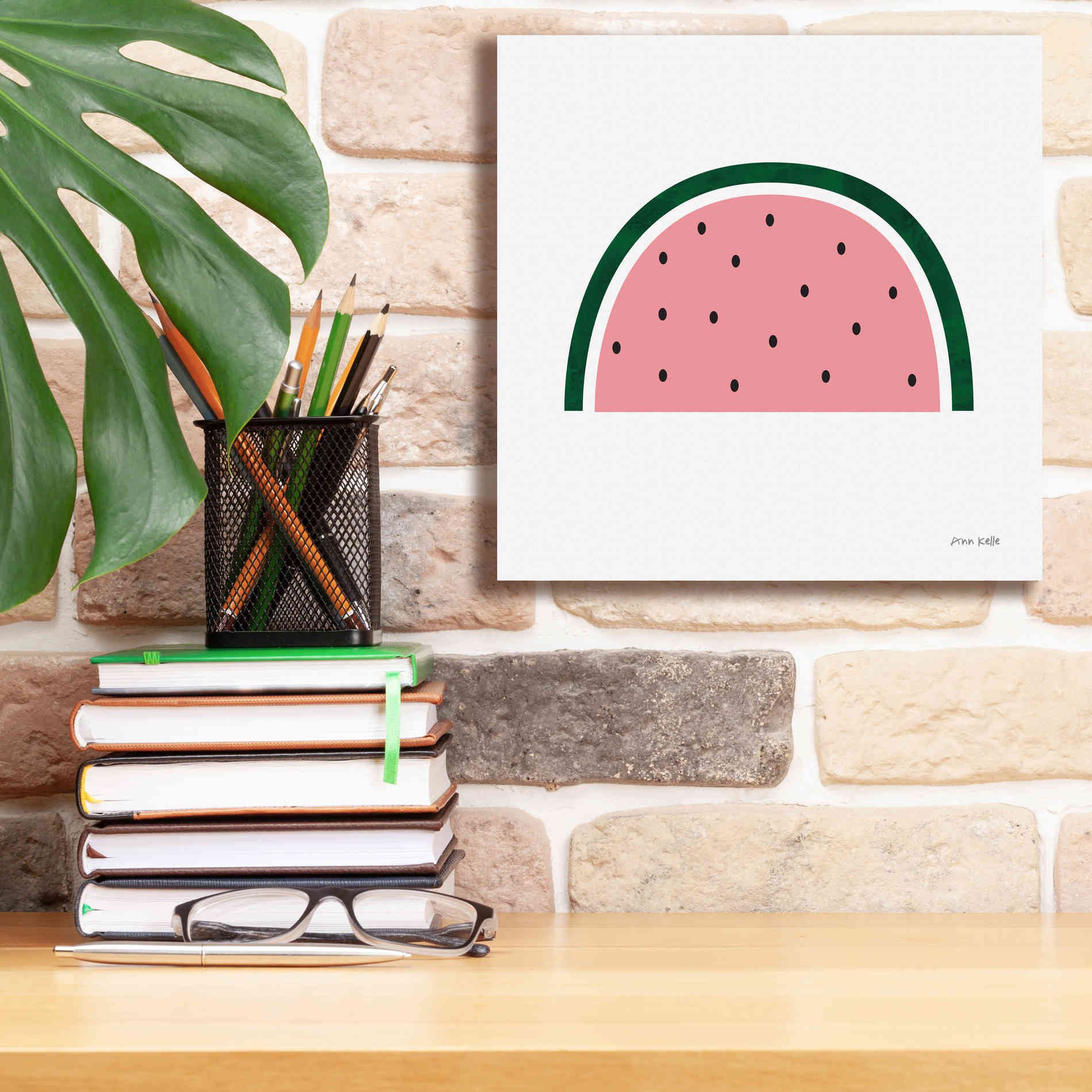 'Watermelon 2' by Ann Kelle Designs, Canvas Wall Art,12 x 12