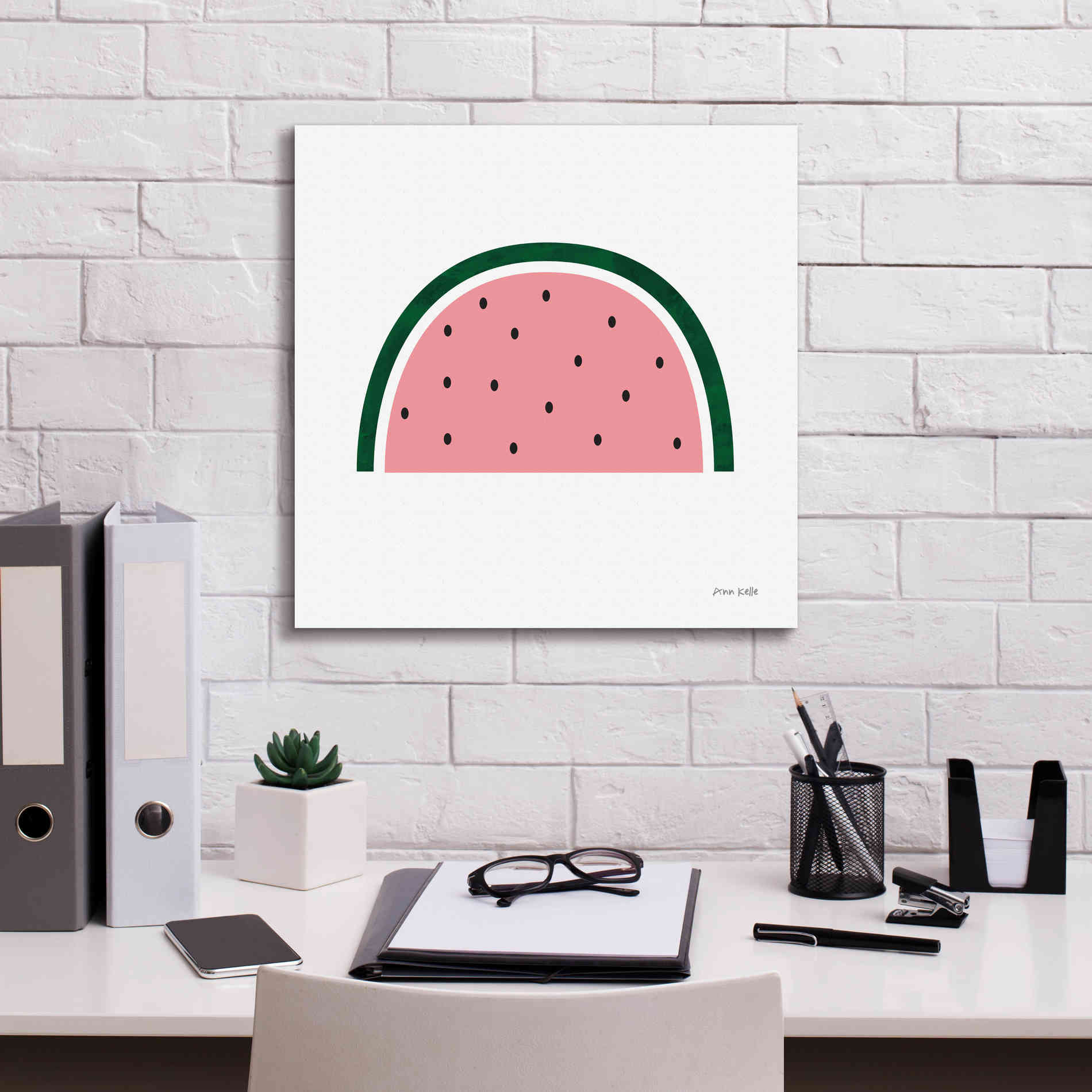 'Watermelon 2' by Ann Kelle Designs, Canvas Wall Art,18 x 18