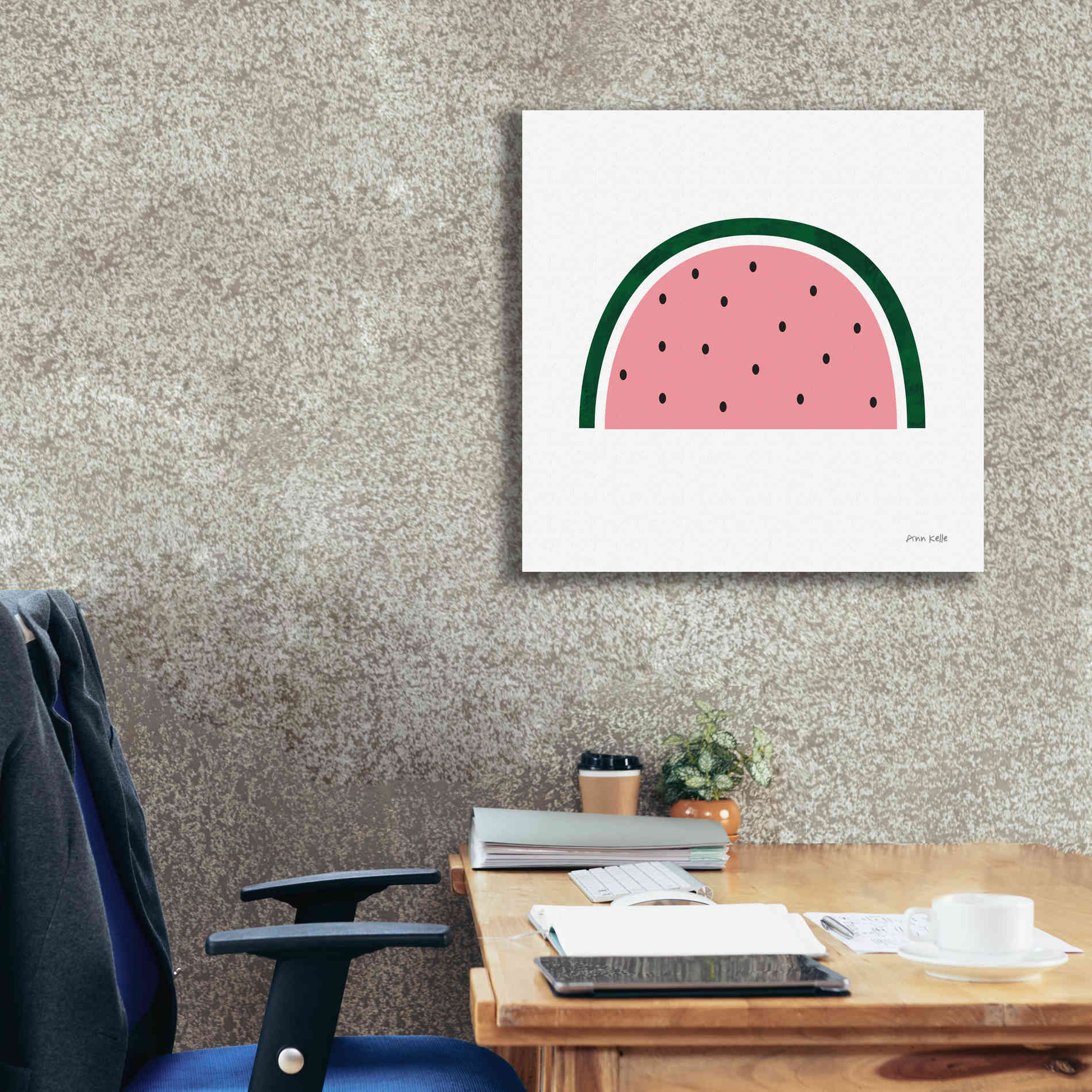 'Watermelon 2' by Ann Kelle Designs, Canvas Wall Art,26 x 26