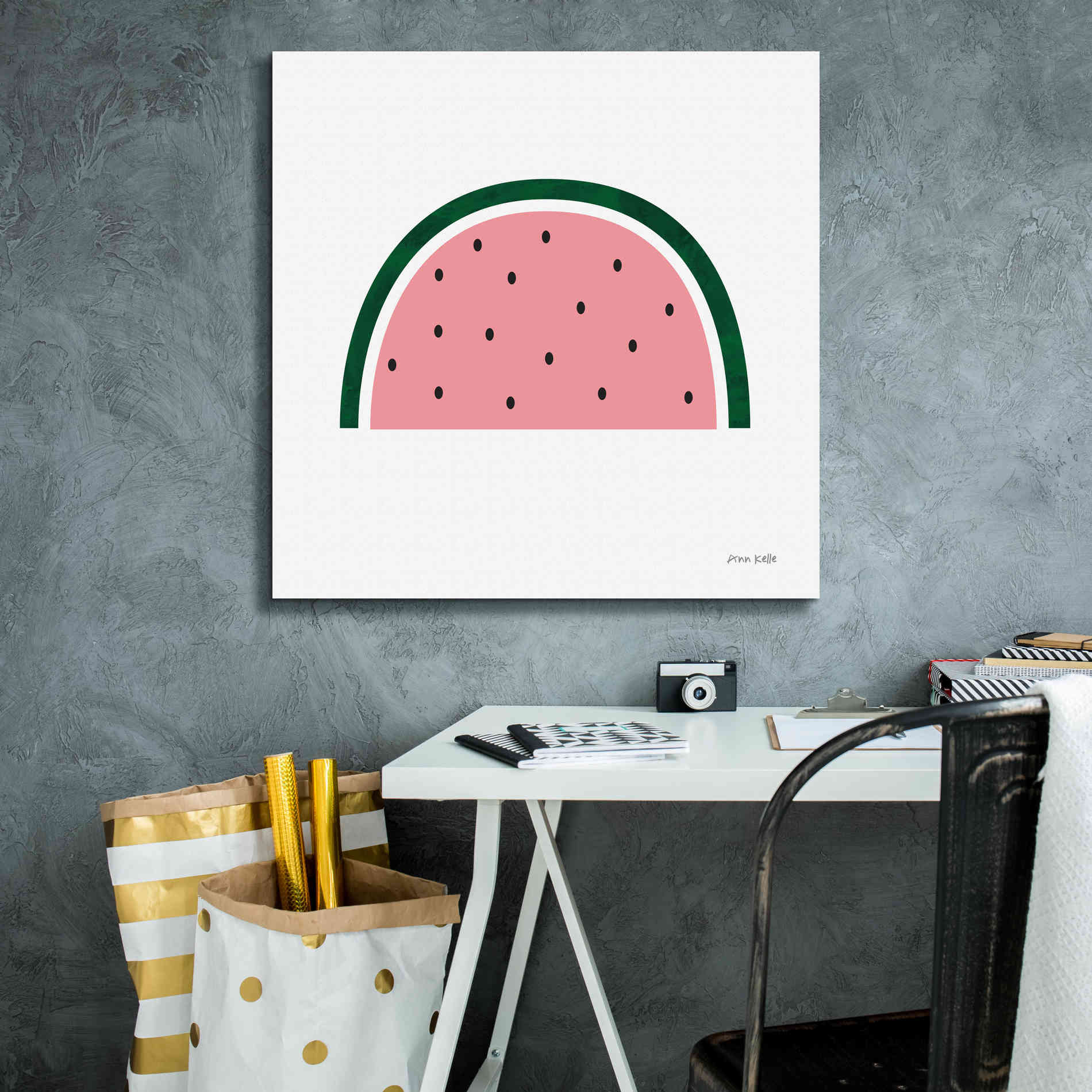 'Watermelon 2' by Ann Kelle Designs, Canvas Wall Art,26 x 26