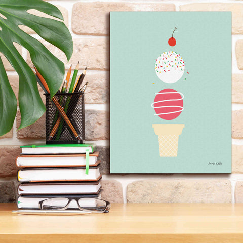 Image of 'Ice Cream and Cherry I' by Ann Kelle Designs, Canvas Wall Art,12 x 16