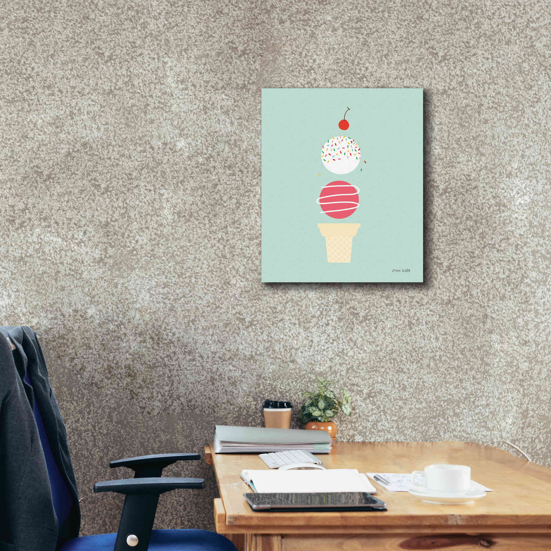 'Ice Cream and Cherry I' by Ann Kelle Designs, Canvas Wall Art,20 x 24