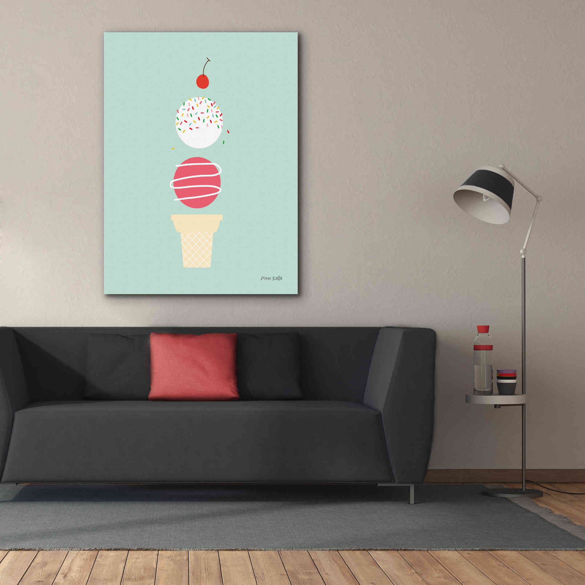 'Ice Cream and Cherry I' by Ann Kelle Designs, Canvas Wall Art,40 x 54