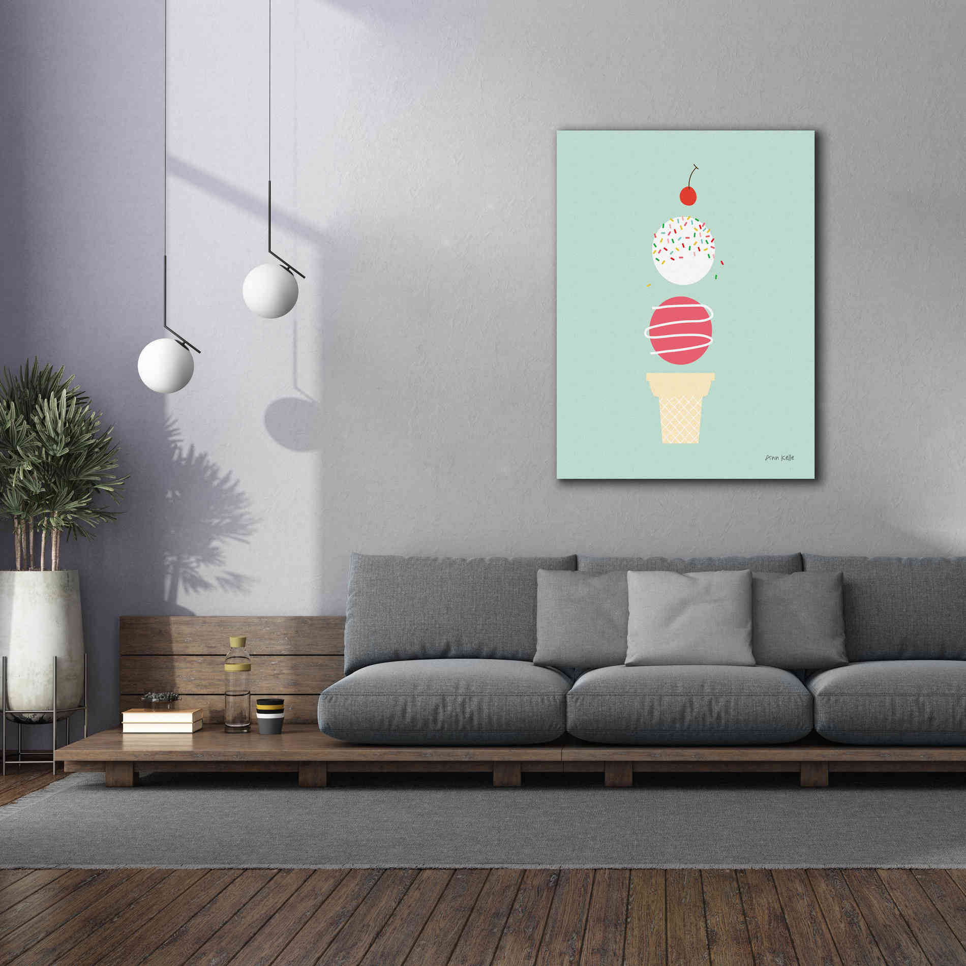 'Ice Cream and Cherry I' by Ann Kelle Designs, Canvas Wall Art,40 x 54