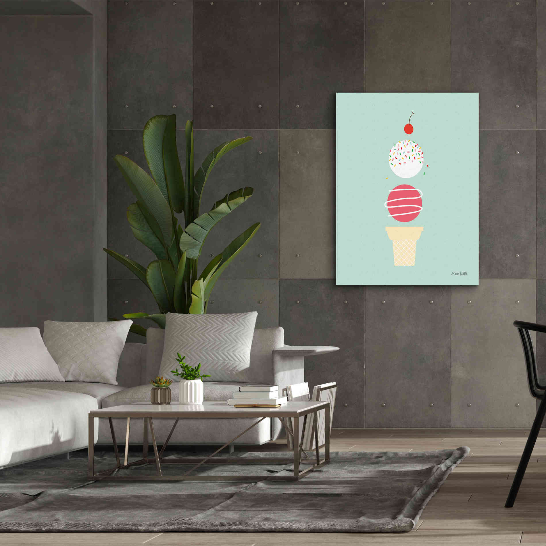 'Ice Cream and Cherry I' by Ann Kelle Designs, Canvas Wall Art,40 x 54