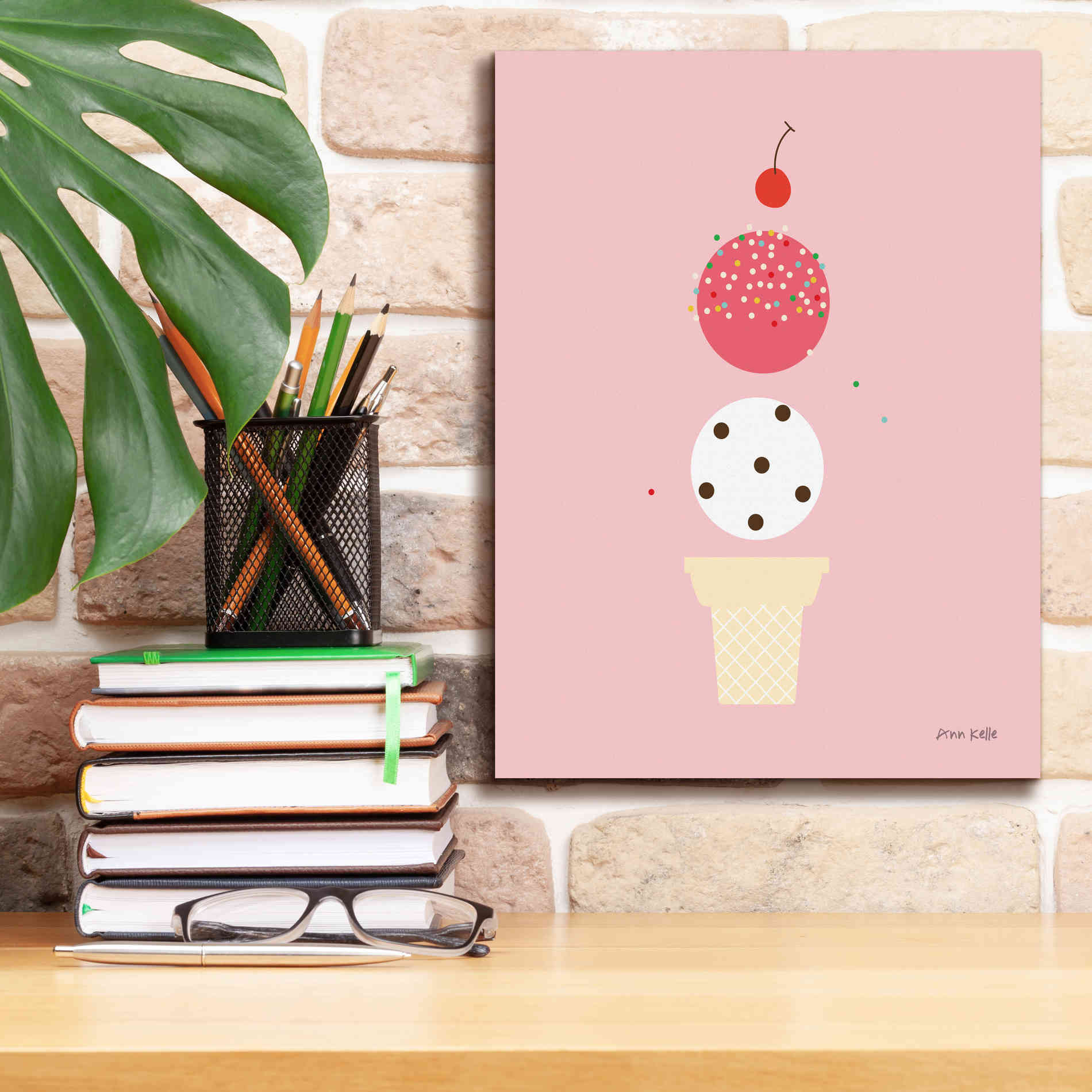 'Ice Cream and Cherry II' by Ann Kelle Designs, Canvas Wall Art,12 x 16