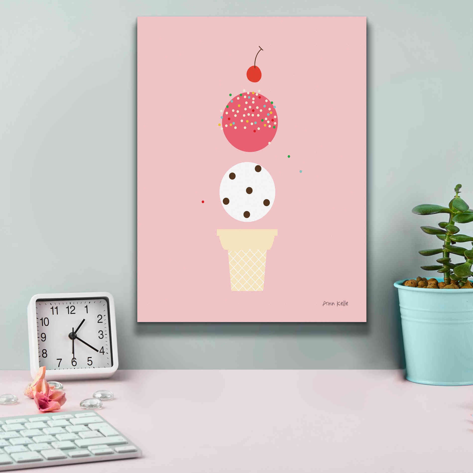 'Ice Cream and Cherry II' by Ann Kelle Designs, Canvas Wall Art,12 x 16