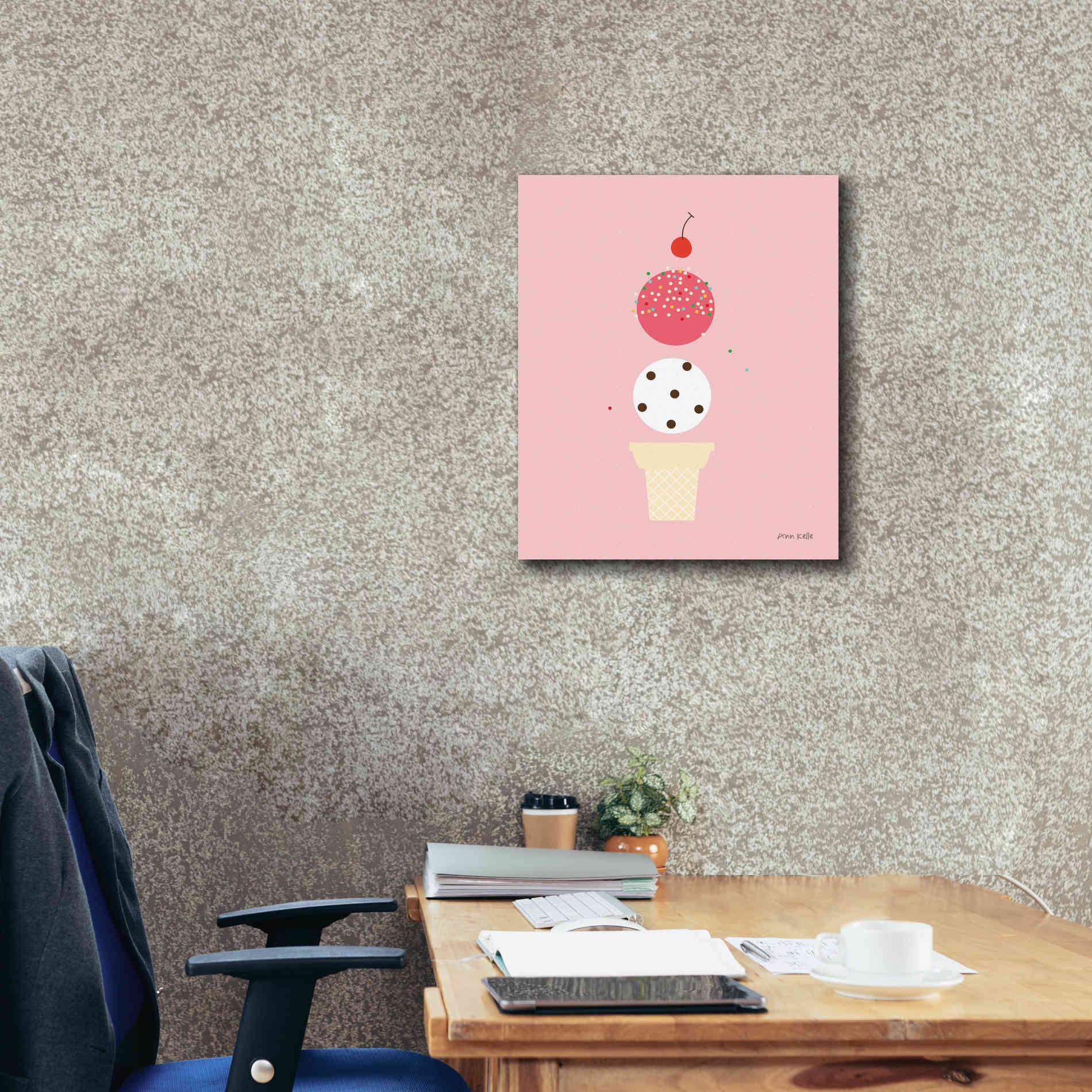 'Ice Cream and Cherry II' by Ann Kelle Designs, Canvas Wall Art,20 x 24