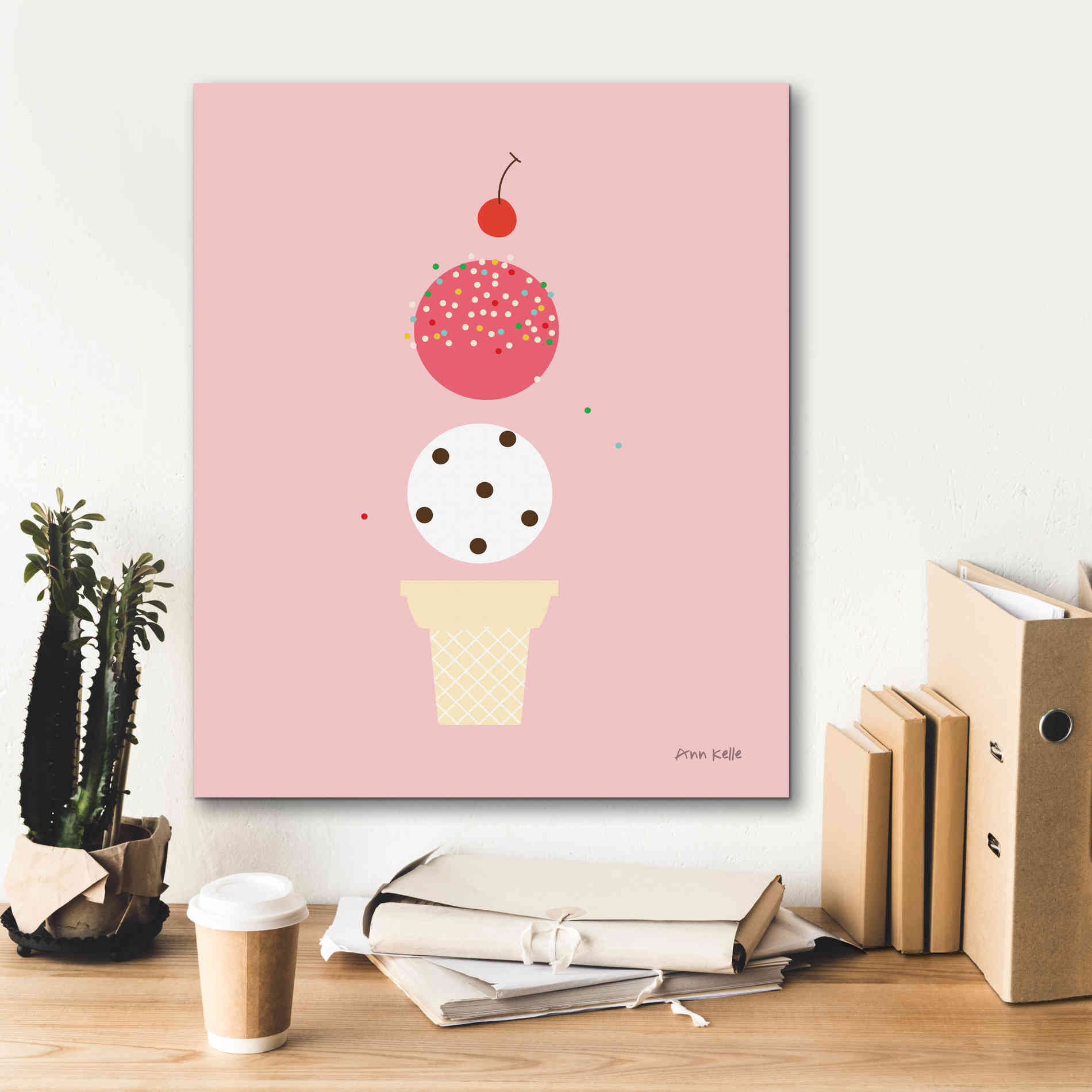 'Ice Cream and Cherry II' by Ann Kelle Designs, Canvas Wall Art,20 x 24