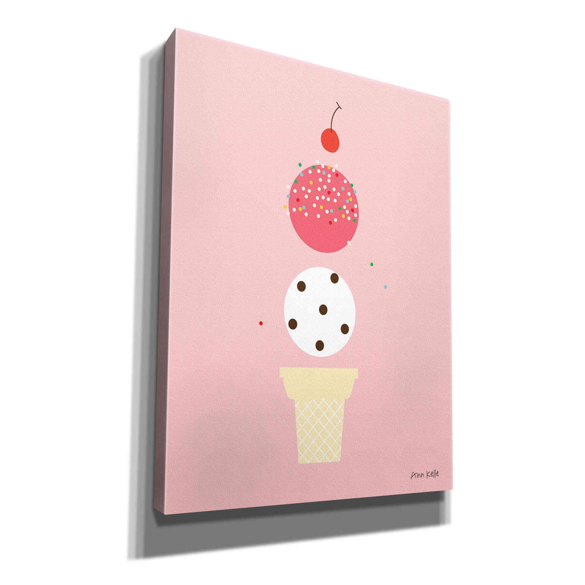 'Ice Cream and Cherry II' by Ann Kelle Designs, Canvas Wall Art,12x16x1.1x0,20x24x1.1x0,26x30x1.74x0,40x54x1.74x0
