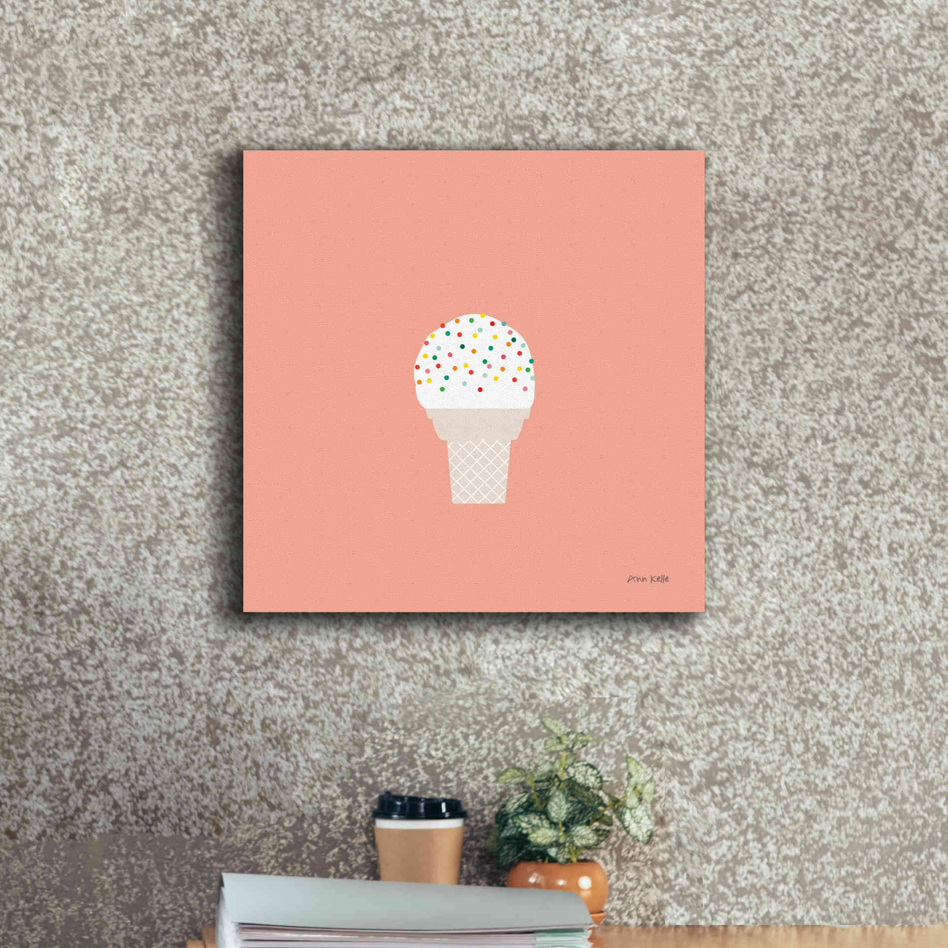 'Ice Cream Cone I' by Ann Kelle Designs, Canvas Wall Art,18 x 18