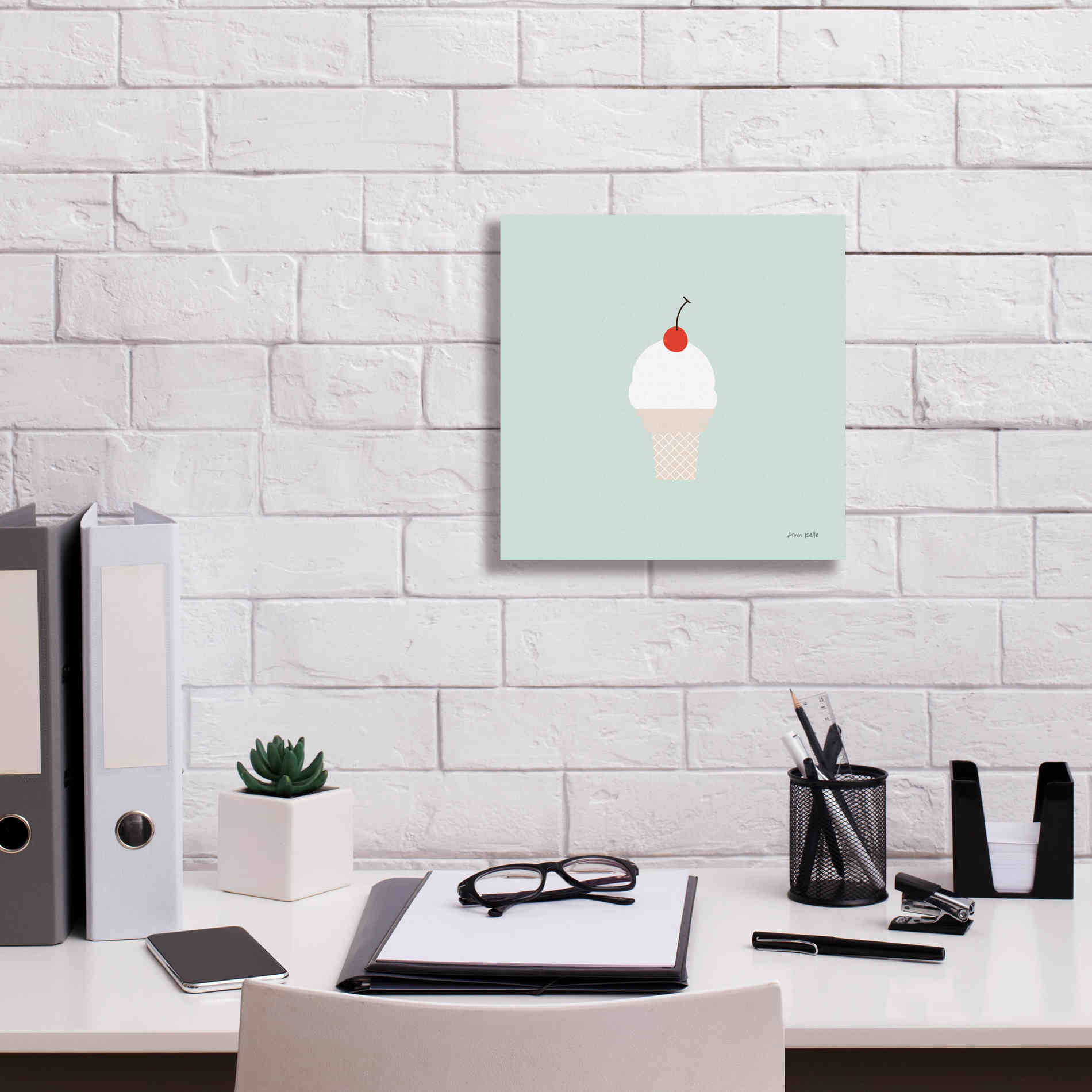 'Ice Cream Cone II' by Ann Kelle Designs, Canvas Wall Art,12 x 12