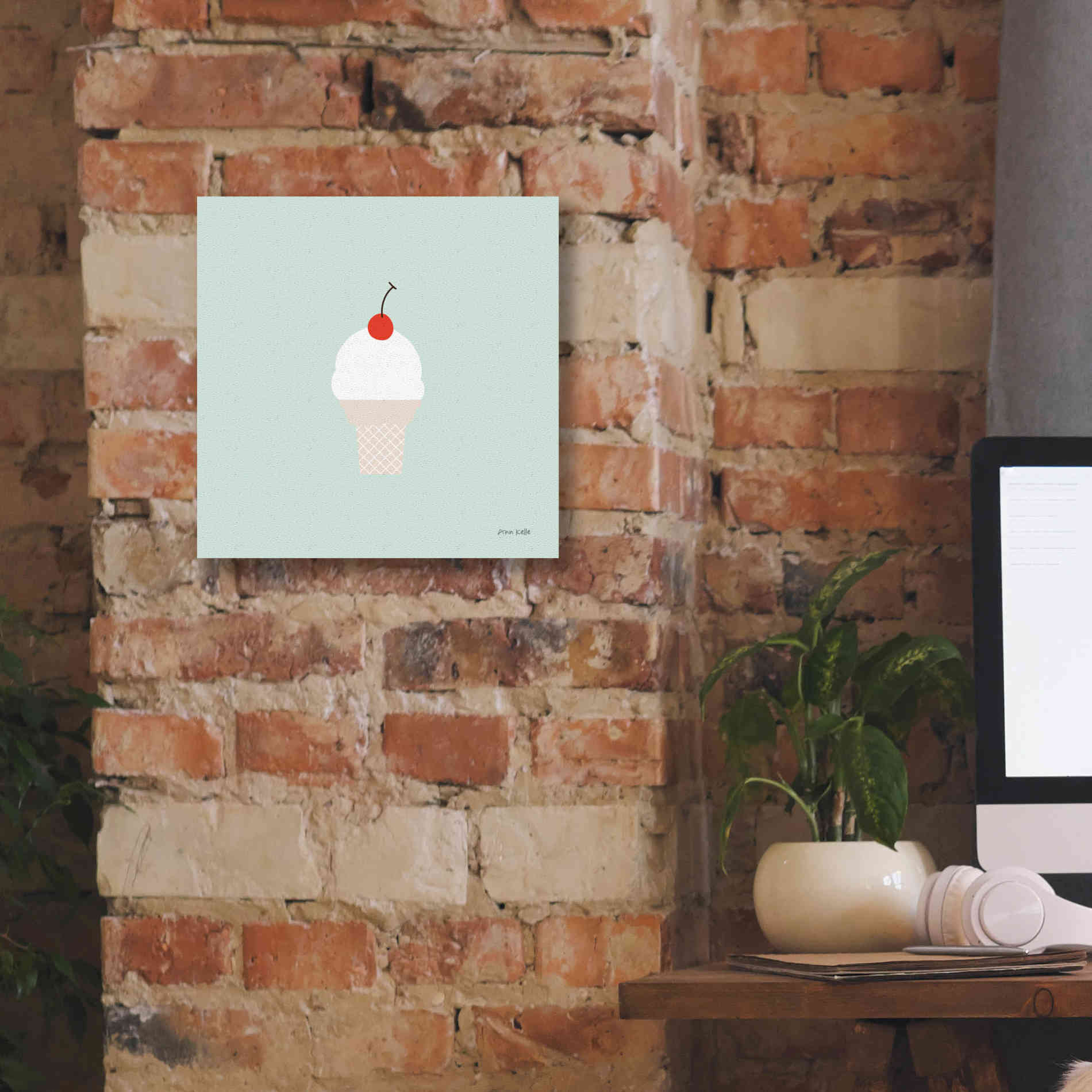 'Ice Cream Cone II' by Ann Kelle Designs, Canvas Wall Art,12 x 12