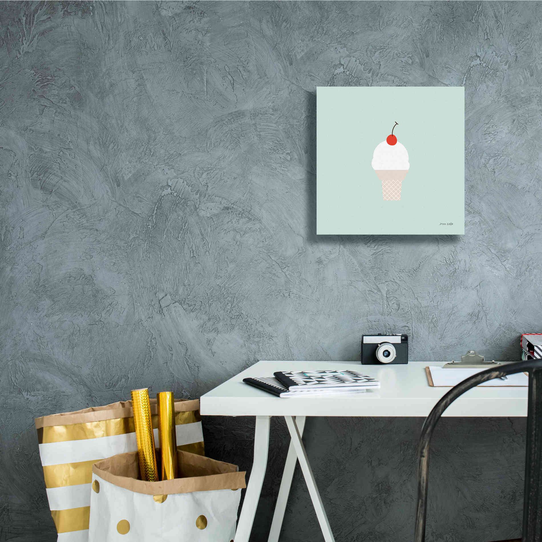 'Ice Cream Cone II' by Ann Kelle Designs, Canvas Wall Art,12 x 12