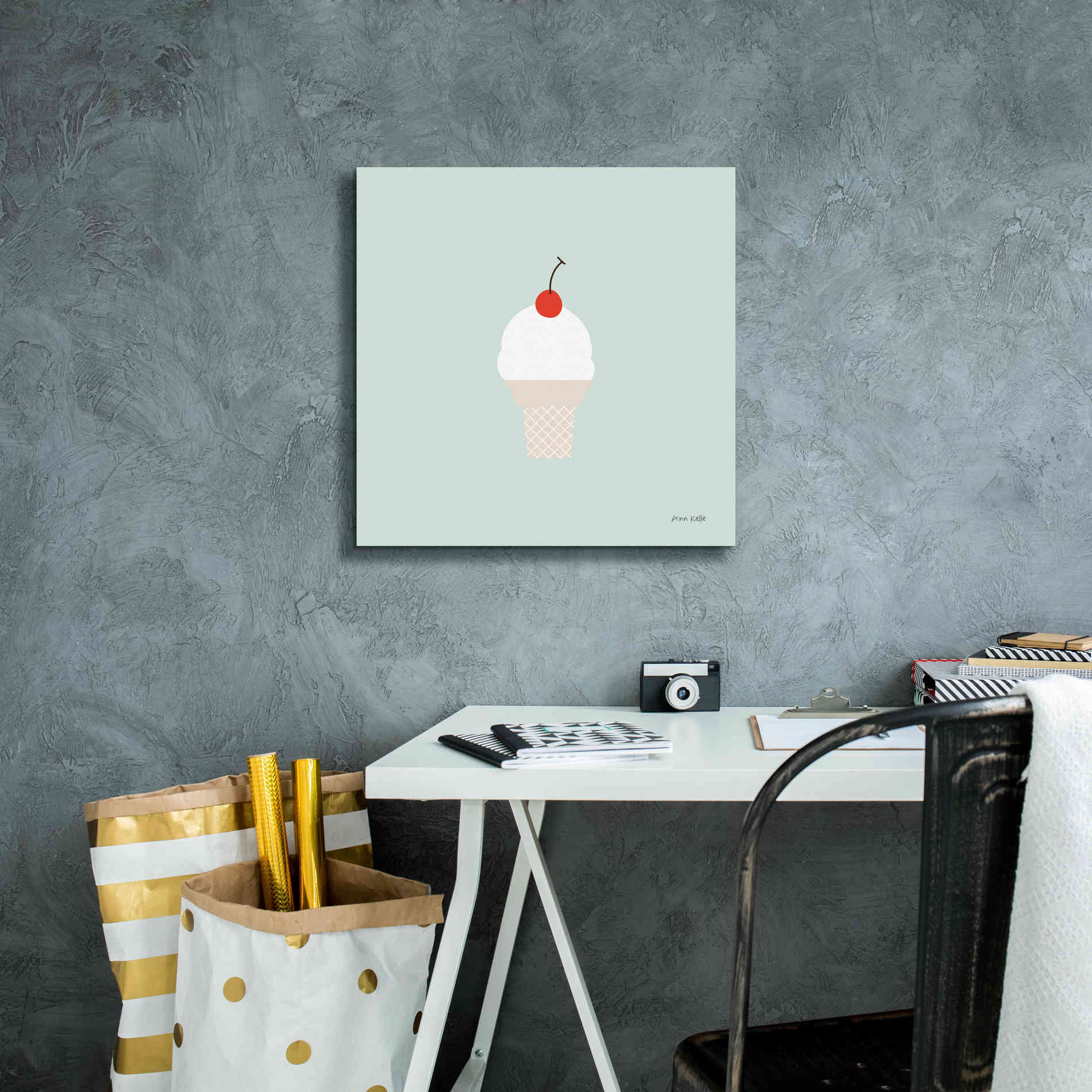 'Ice Cream Cone II' by Ann Kelle Designs, Canvas Wall Art,18 x 18