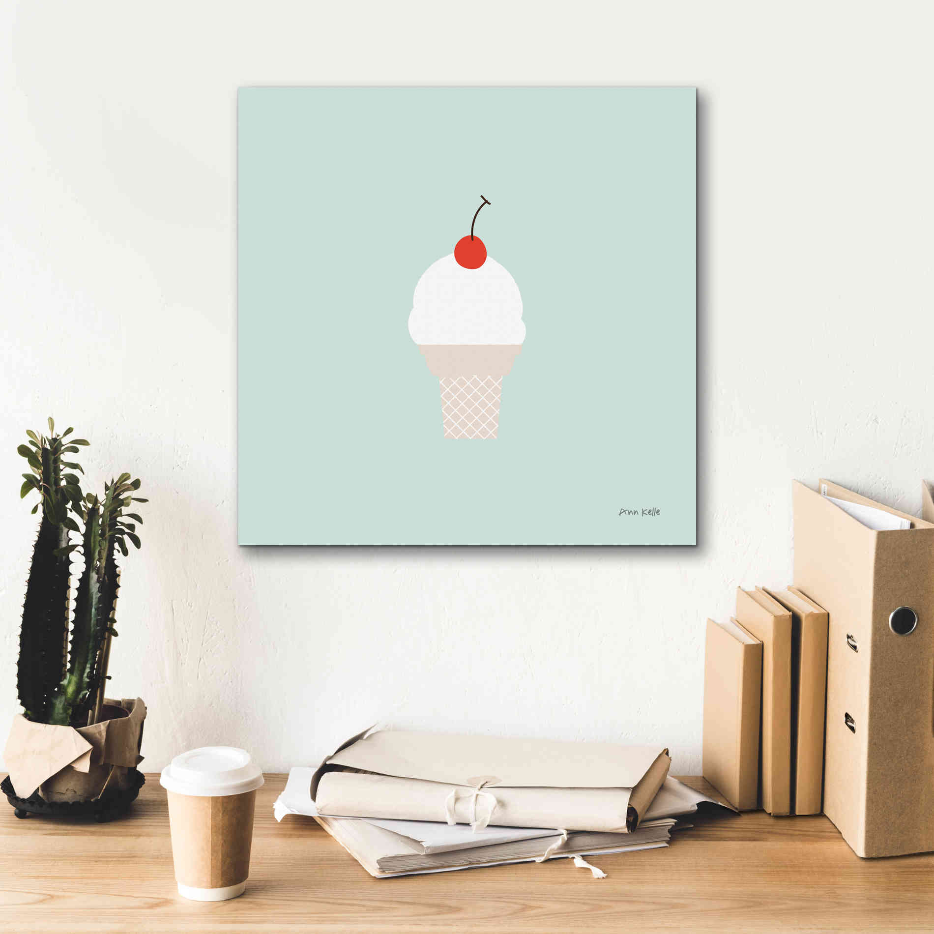 'Ice Cream Cone II' by Ann Kelle Designs, Canvas Wall Art,18 x 18