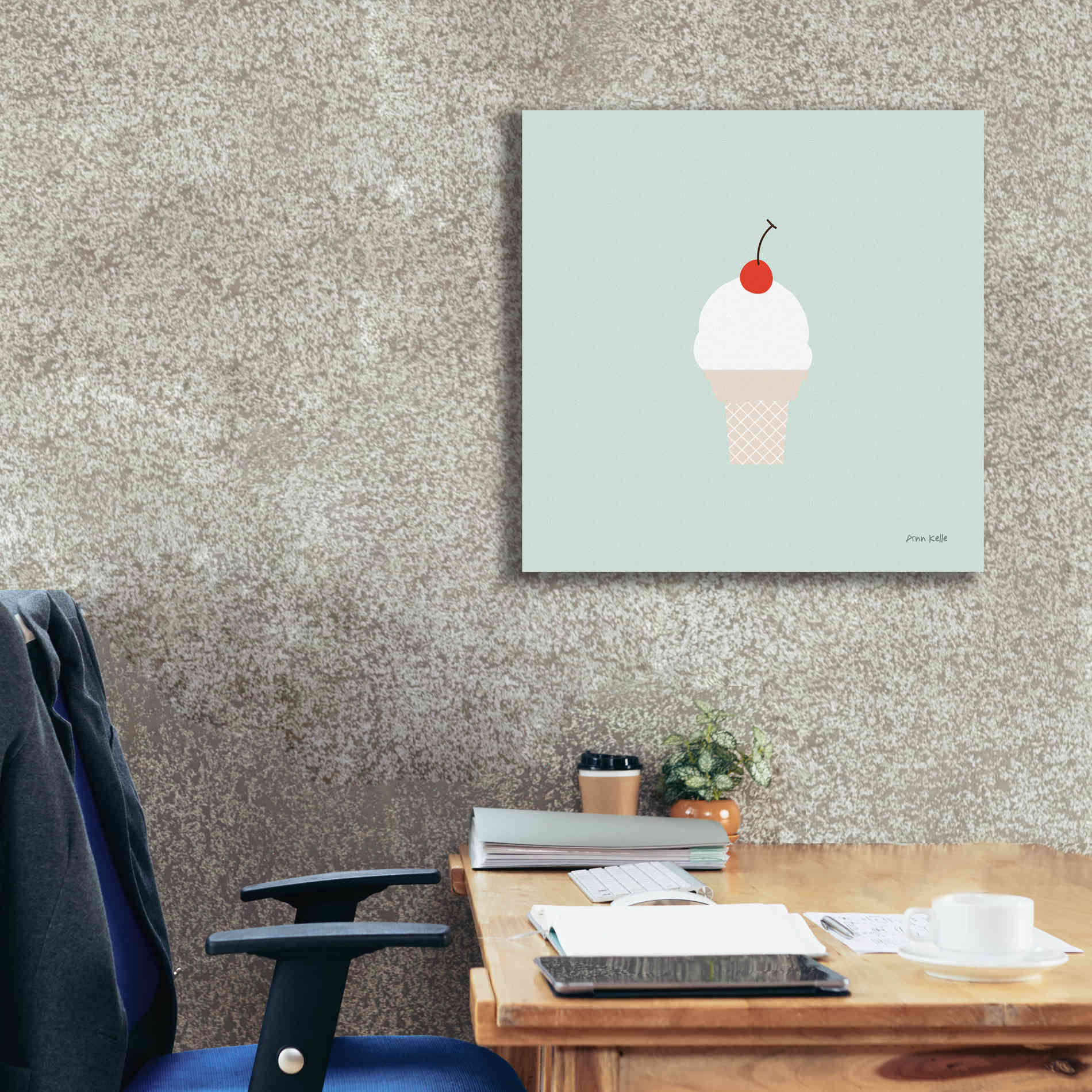'Ice Cream Cone II' by Ann Kelle Designs, Canvas Wall Art,26 x 26
