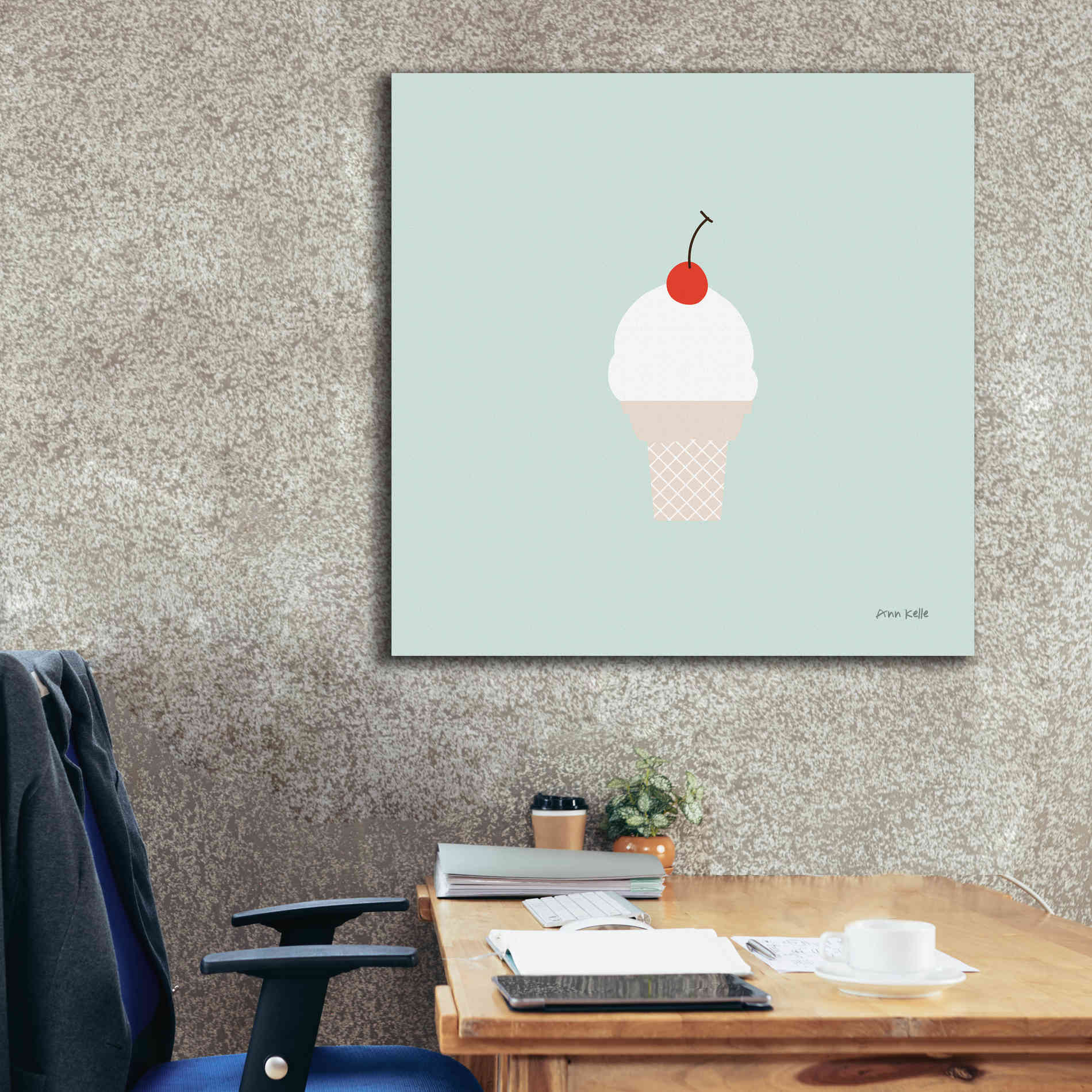 'Ice Cream Cone II' by Ann Kelle Designs, Canvas Wall Art,37 x 37