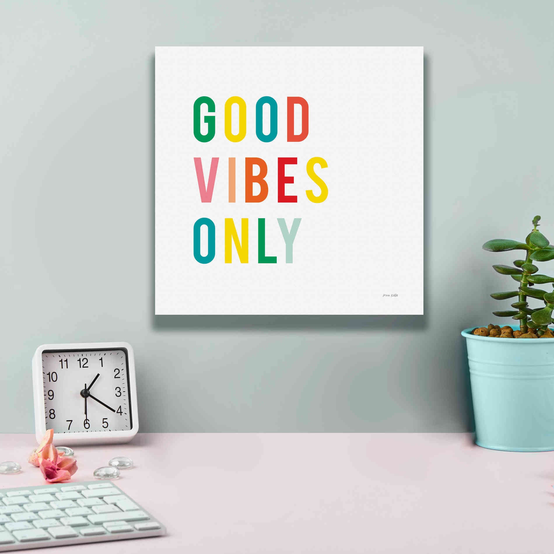 'Good Vibes Only' by Ann Kelle Designs, Canvas Wall Art,12 x 12