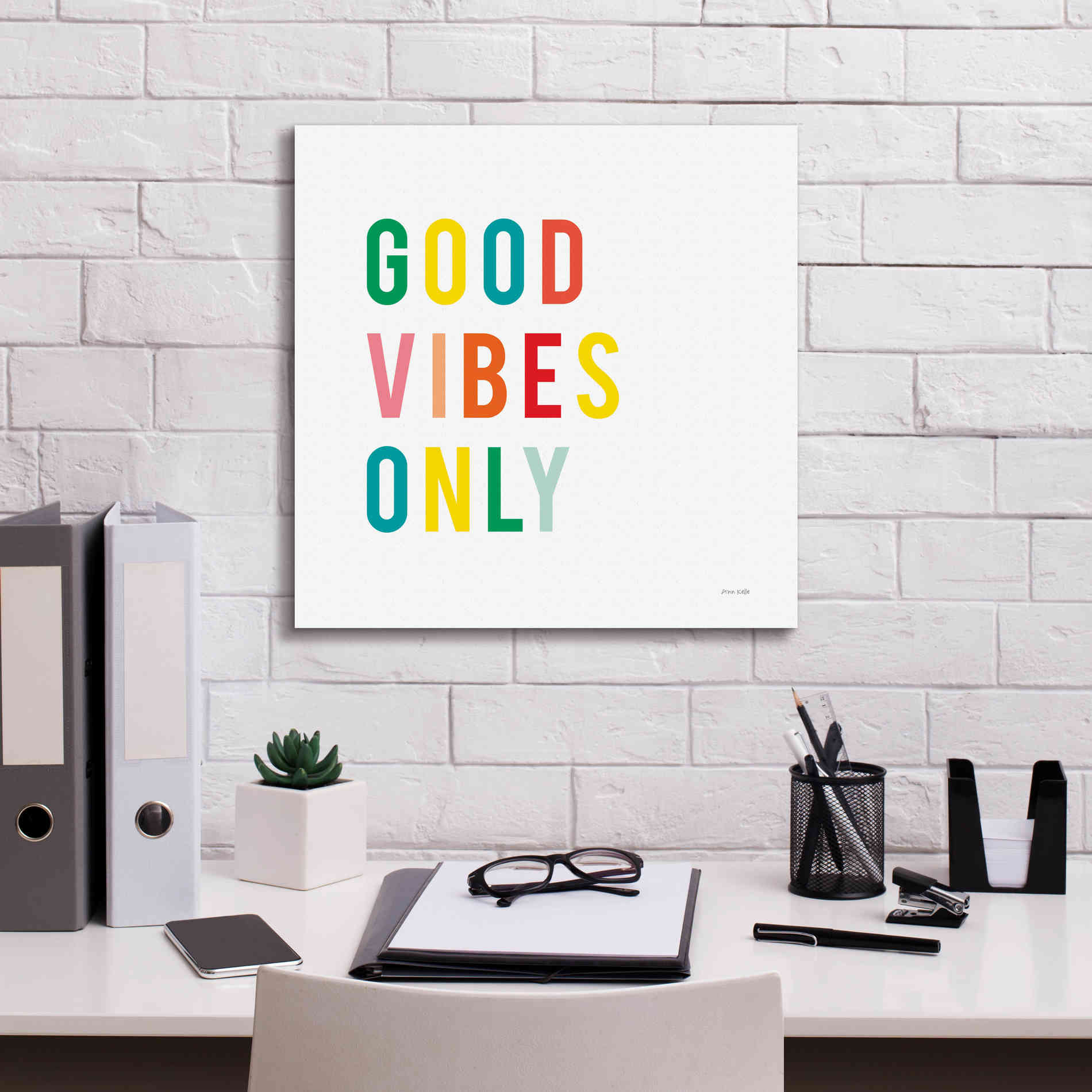 'Good Vibes Only' by Ann Kelle Designs, Canvas Wall Art,18 x 18