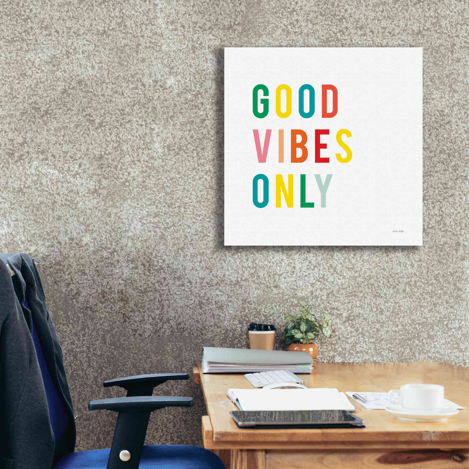 'Good Vibes Only' by Ann Kelle Designs, Canvas Wall Art,26 x 26