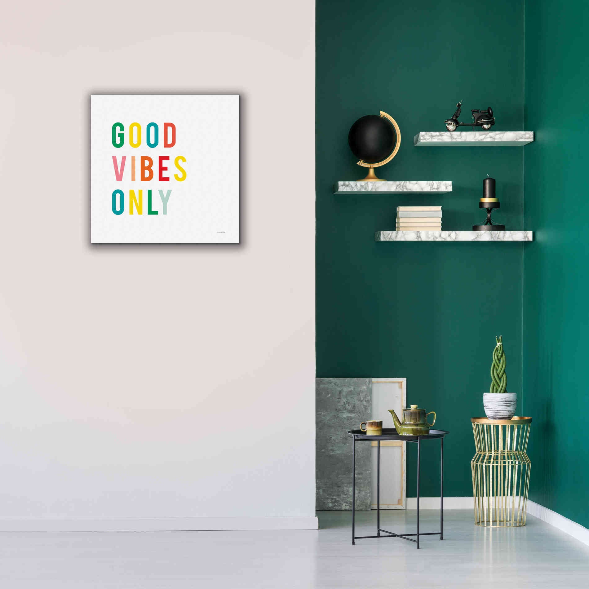 'Good Vibes Only' by Ann Kelle Designs, Canvas Wall Art,26 x 26