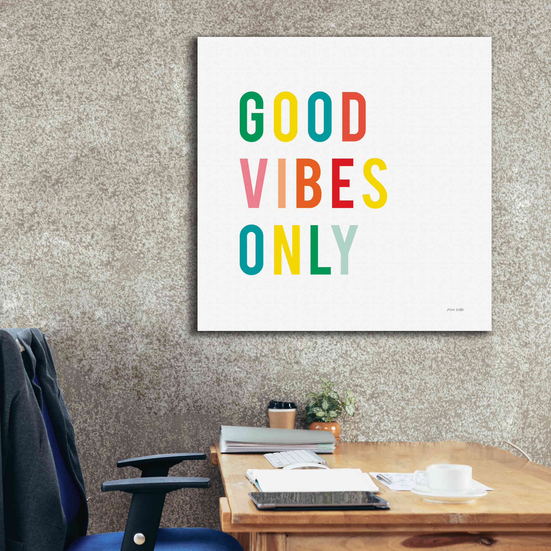 'Good Vibes Only' by Ann Kelle Designs, Canvas Wall Art,37 x 37