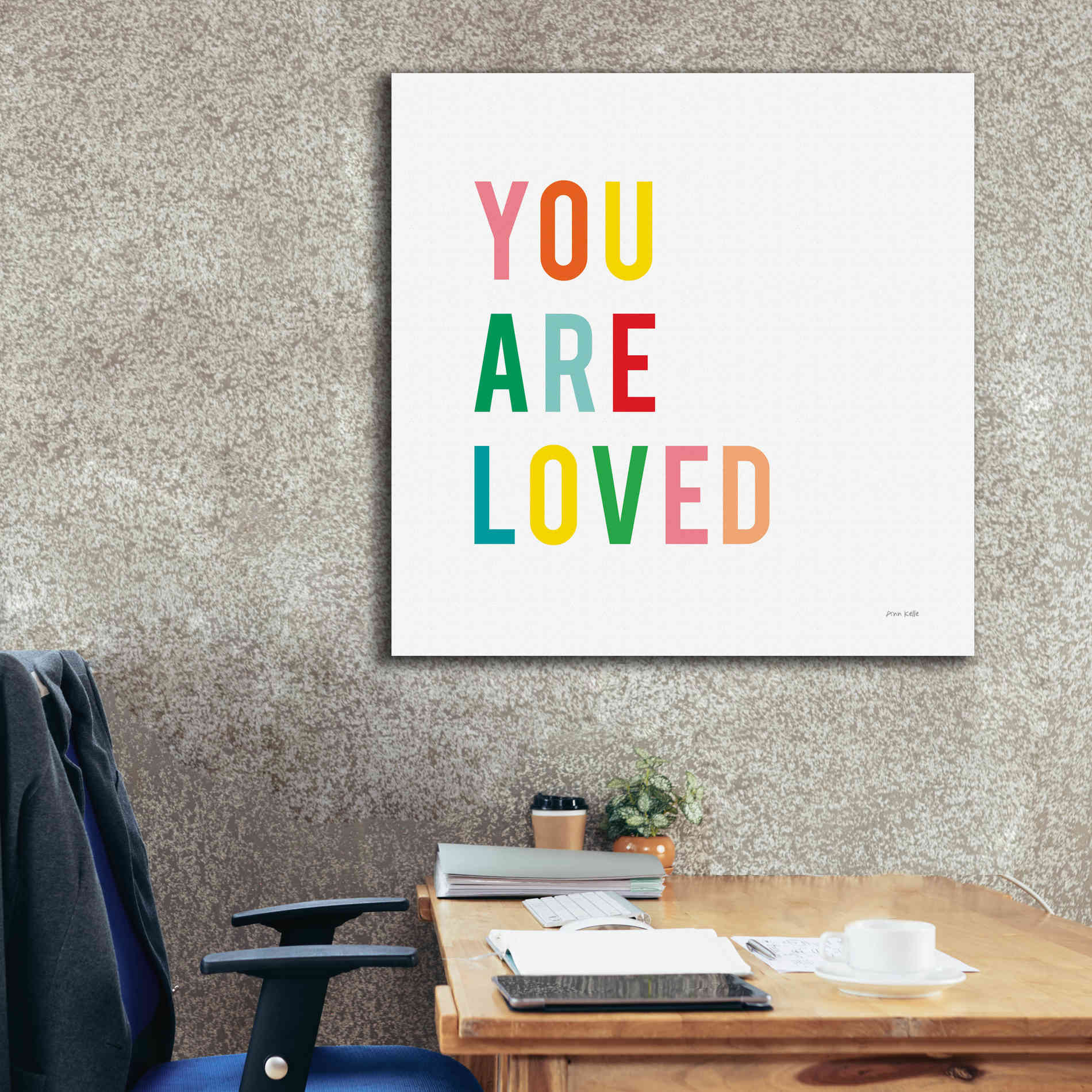 'You are Loved' by Ann Kelle Designs, Canvas Wall Art,37 x 37
